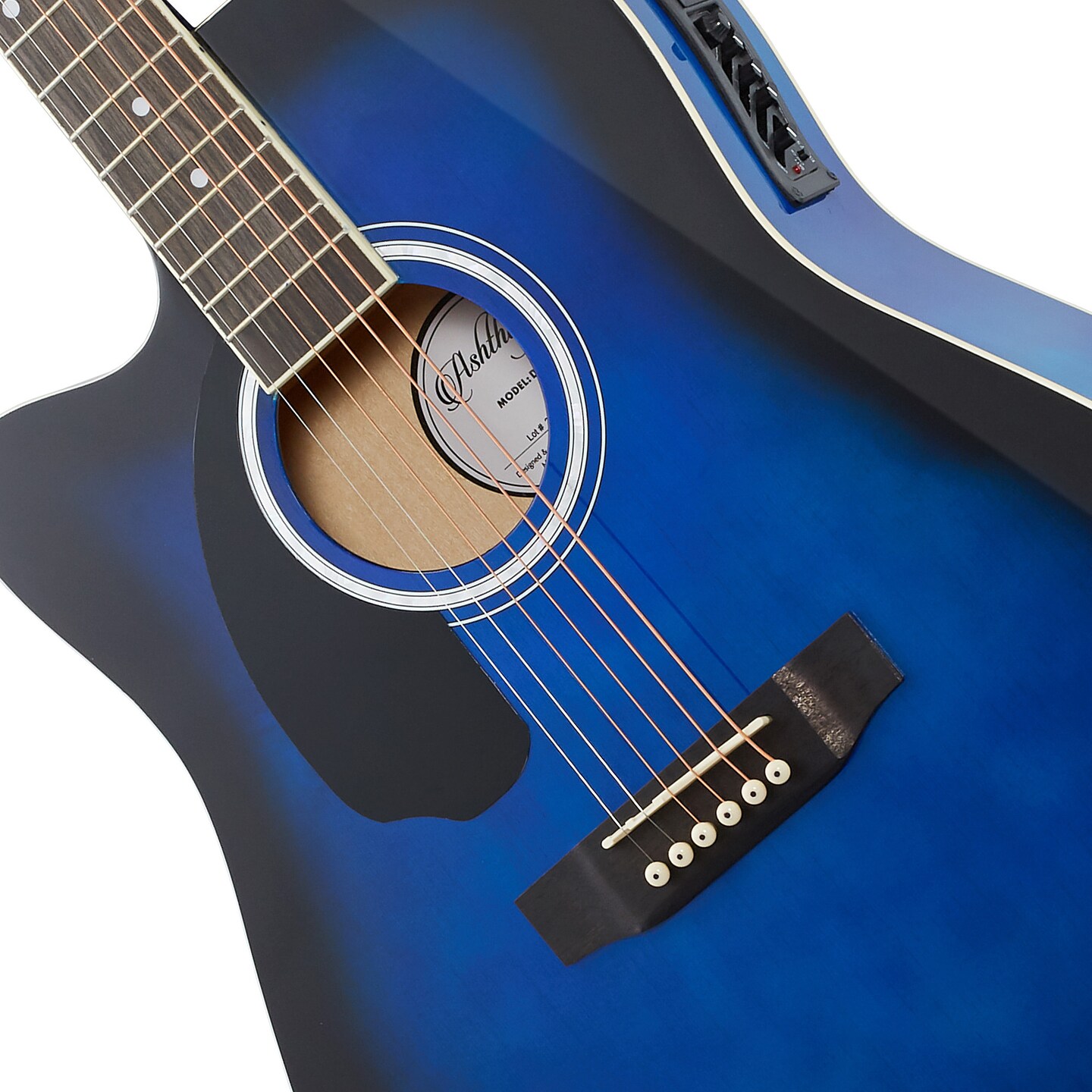 Ashthorpe Left Handed Full-Size Dreadnought Cutaway Acoustic Electric Guitar Package with 10 Watt Amp