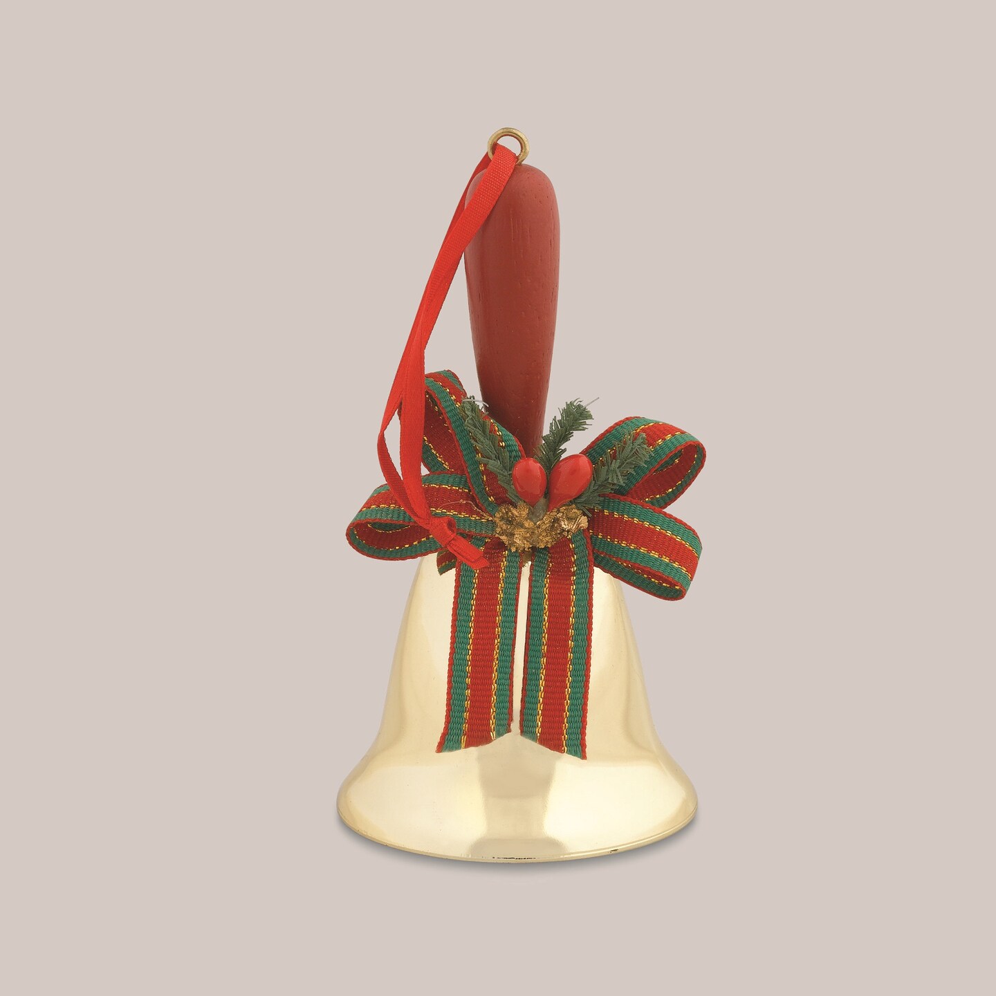 The Costume Center 5&#x201D; Gold Caroling Hand Bell with Wooden Handle and Christmas Bow