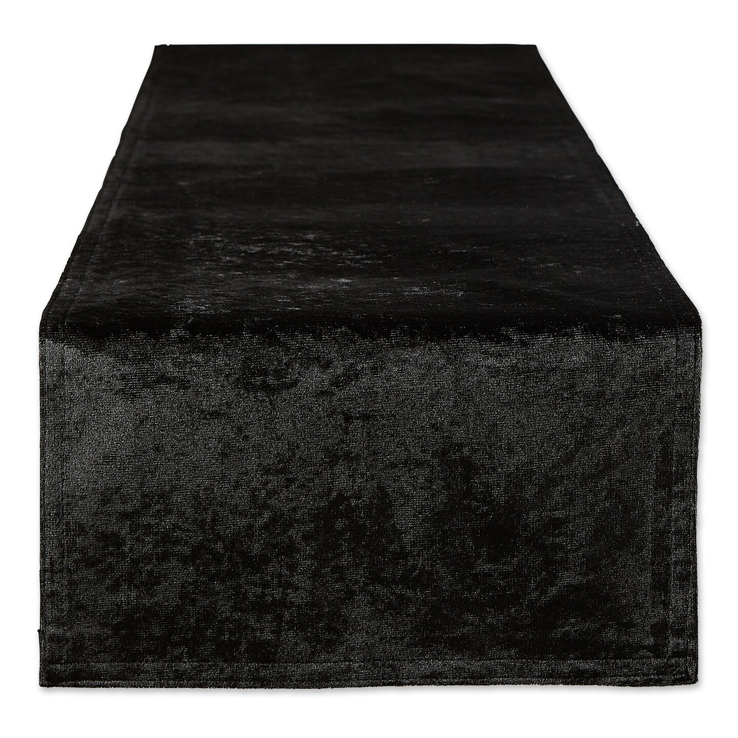 Contemporary Home Living Solid Rectangular Velvet Table Runner - 72&#x22; - Black