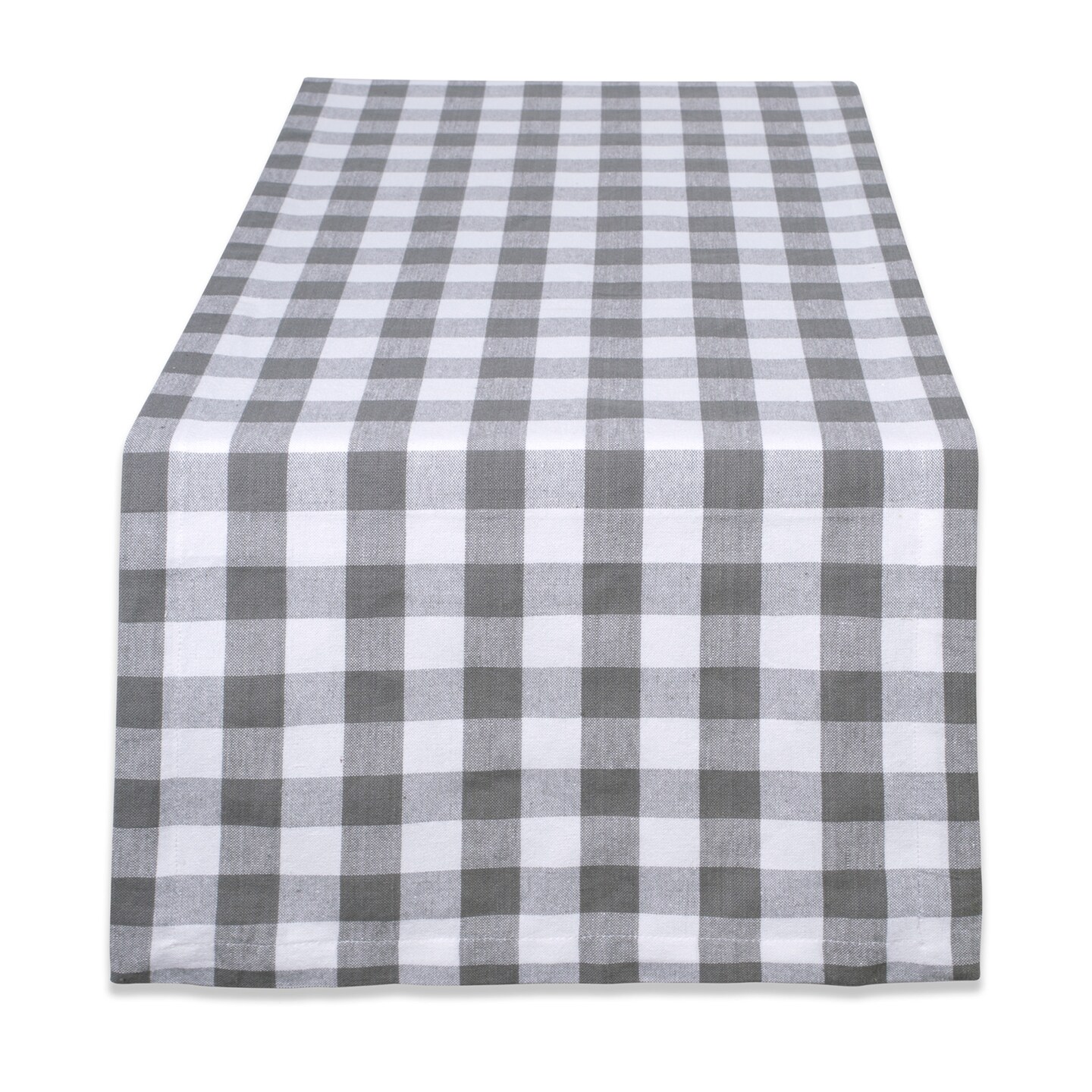 Contemporary Home Living 72&#x22; Charcoal Gray and White Checkered Rectangular Table Runner