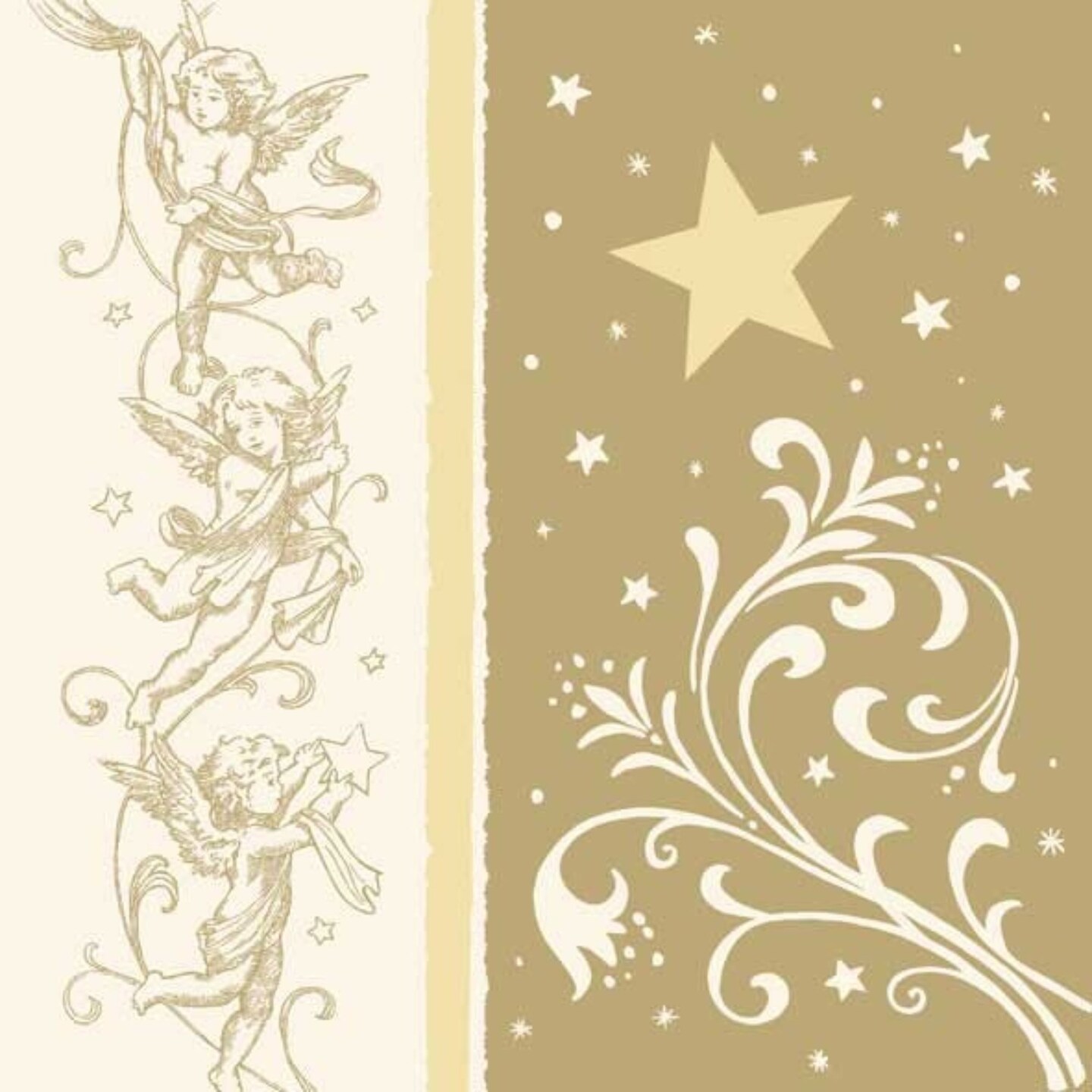The Ribbon People Pack of 60 Christmas Angels in Gold 3-Ply Lunch Napkins 6.5&#x22;