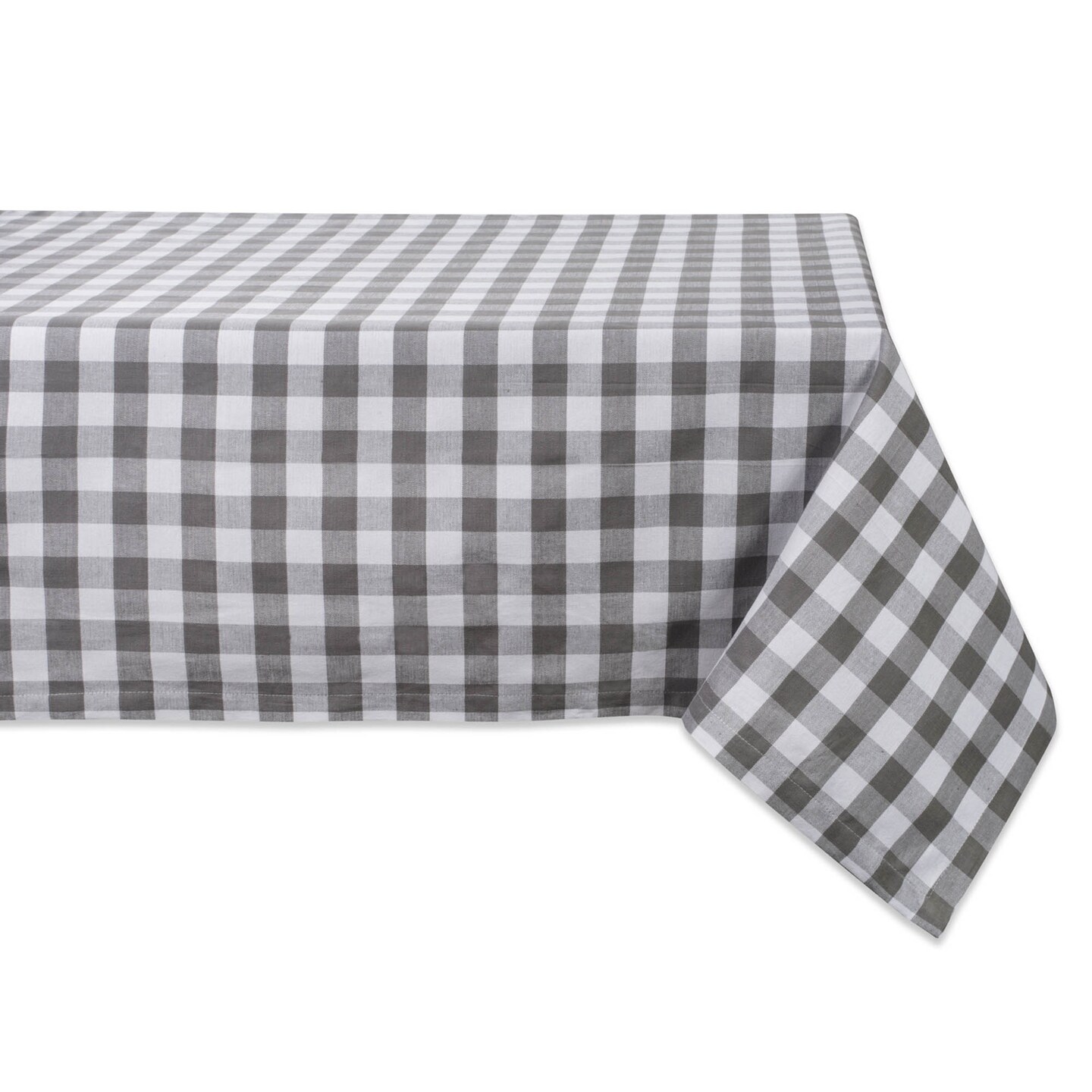 Contemporary Home Living Checkered Square Cotton Tablecloth - 52&#x22; - Dove Gray and White