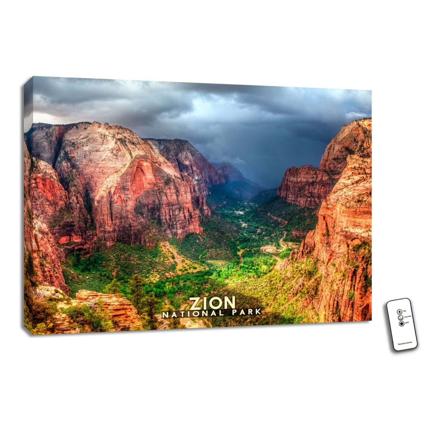 Glow Decor Blue and Yellow Zion National Parks Wall Art Decor 18" x 24"