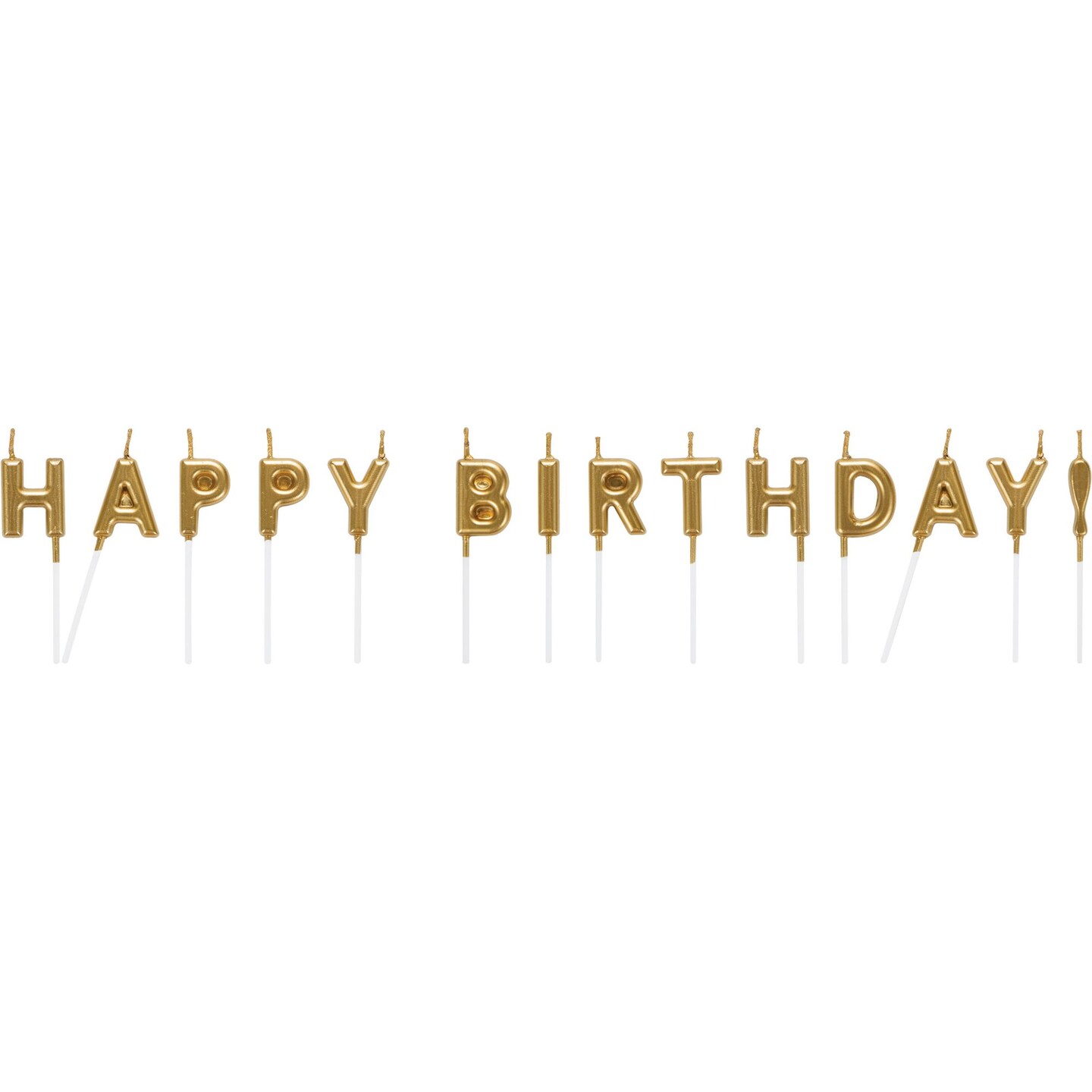 Party Central 168 Gold and White Happy Birthday Themed Candles 2.5"