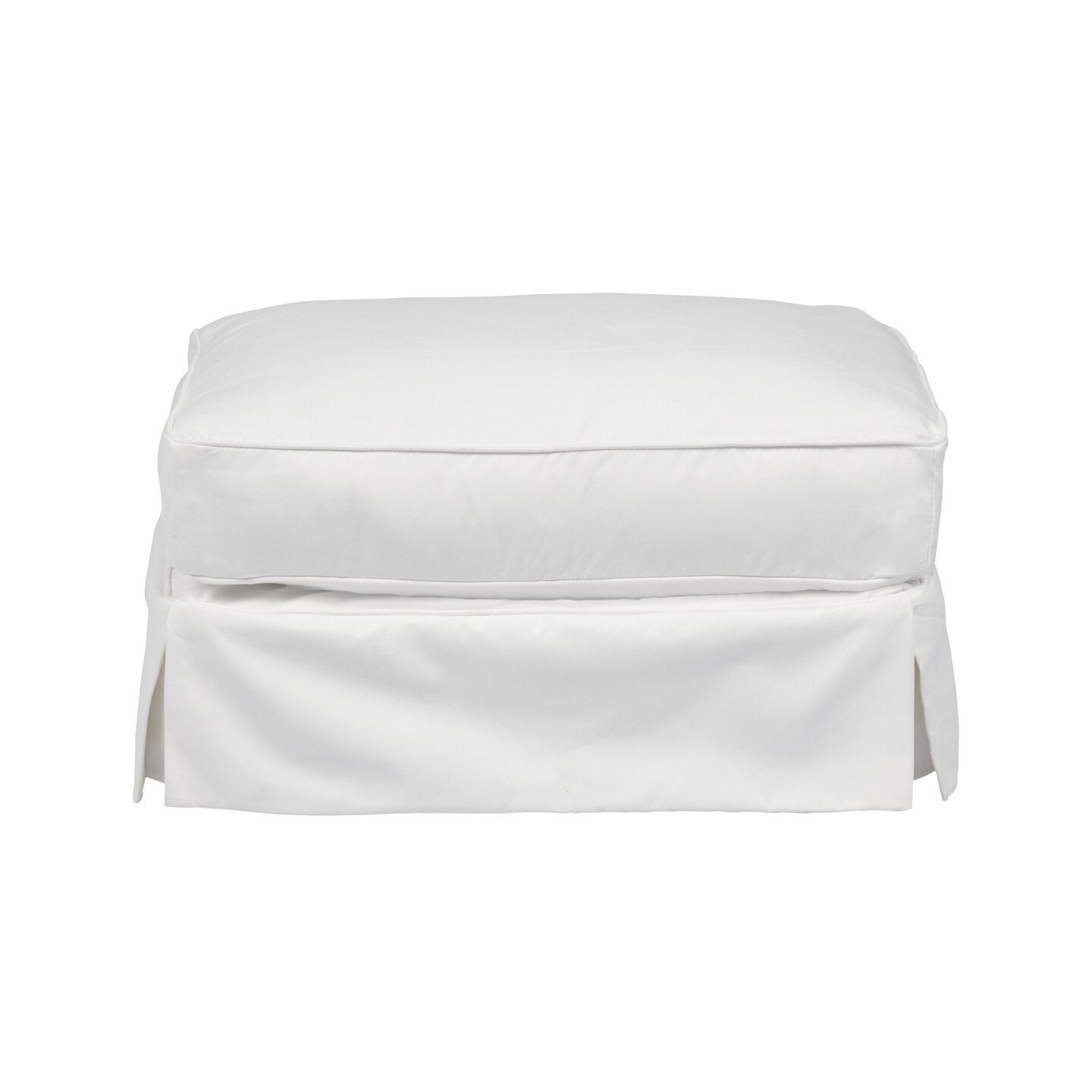 The Hamptons Collection 18&#x201D; White Box Cushion Slipcovered Ottoman