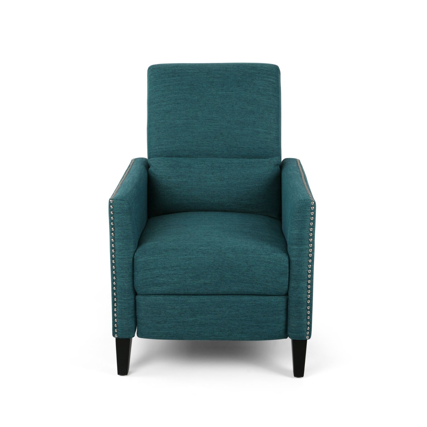 Contemporary Home Living 61.75&#x22; Teal Blue and Brown Contemporary Push Back Recliner
