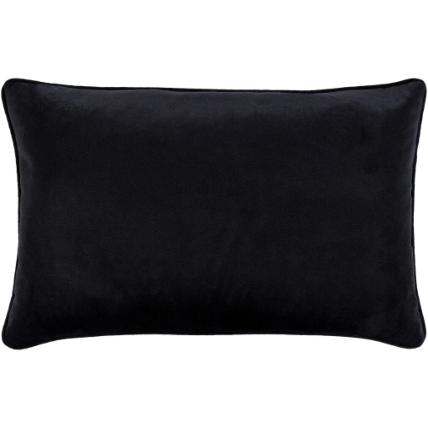 Tiwari Home 22&#x22; Black and Purple Botanical Pattern Piping Velvet Throw Pillow