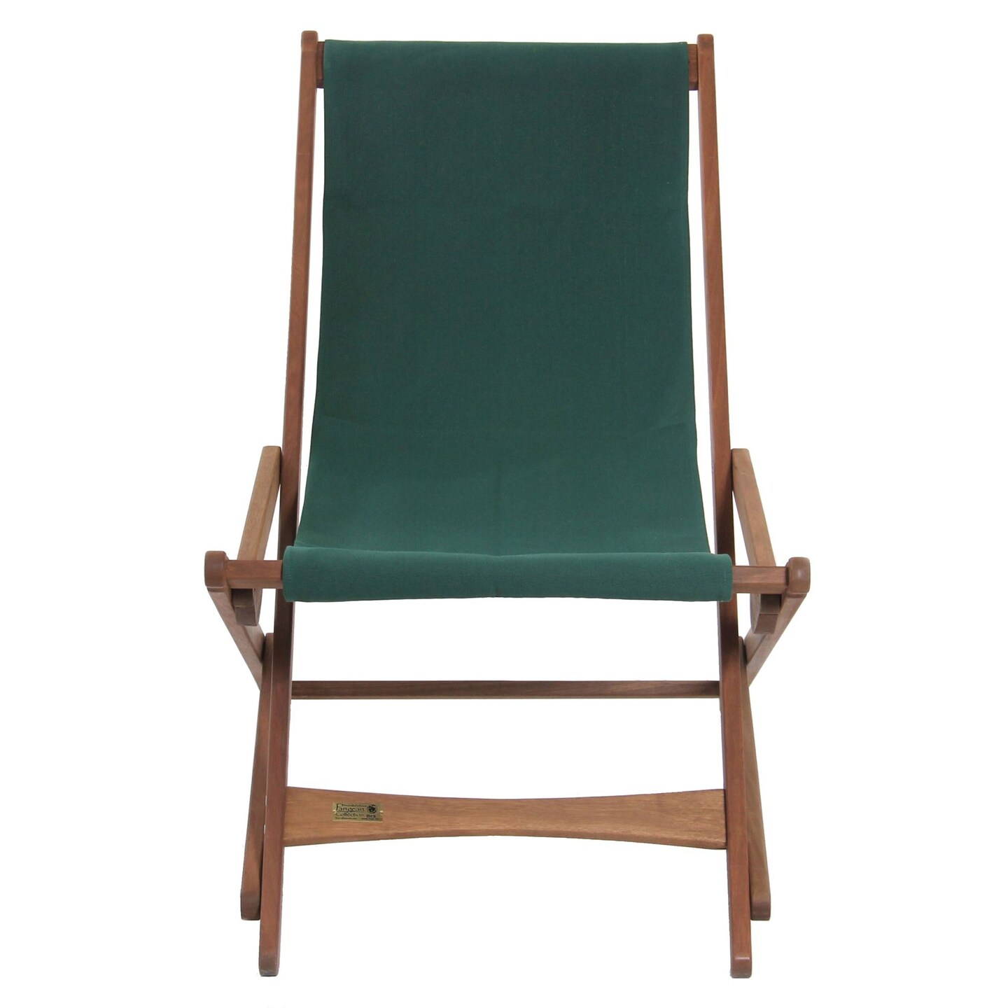 Outdoor Living and Style 39&#x22; Wooden and Green Fabric Outdoor Patio Garden Folding Glider Chair