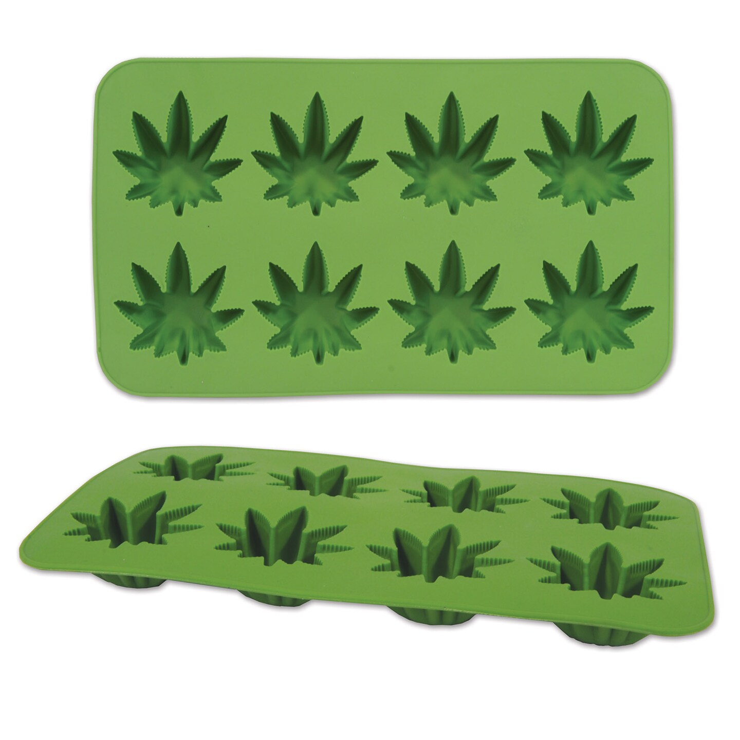 Club Pack of 12 Green Leaf Shaped Ice Mold 11.5