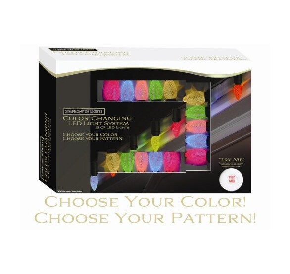 CC Christmas Decor Multi Function C9 LED Christmas Lights Select a Color - 17 ft Green Wire - 15ct