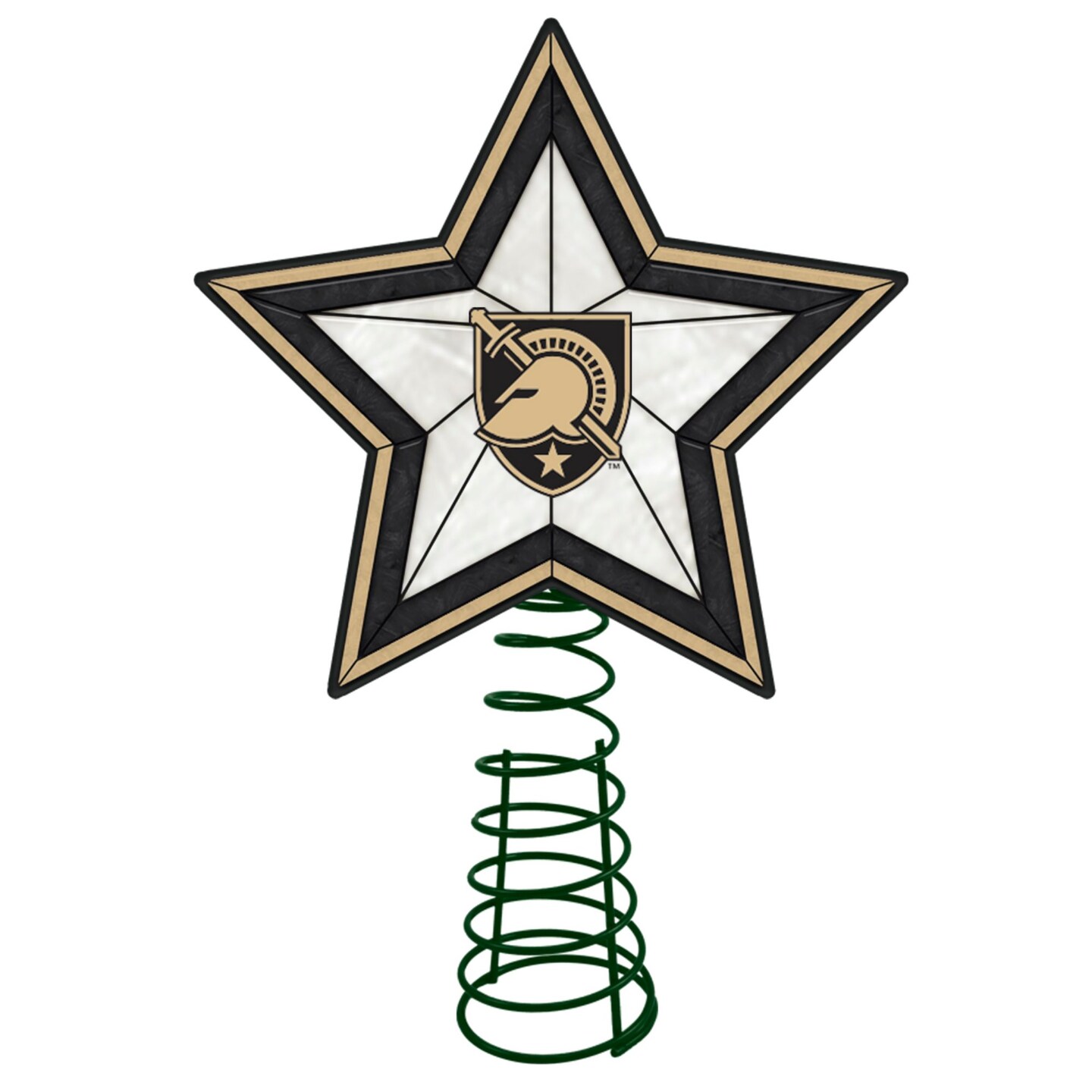 The Memory Company 10&#x22; Lighted Black and Beige Star NCAA Army Black Knights Christmas Tree Topper