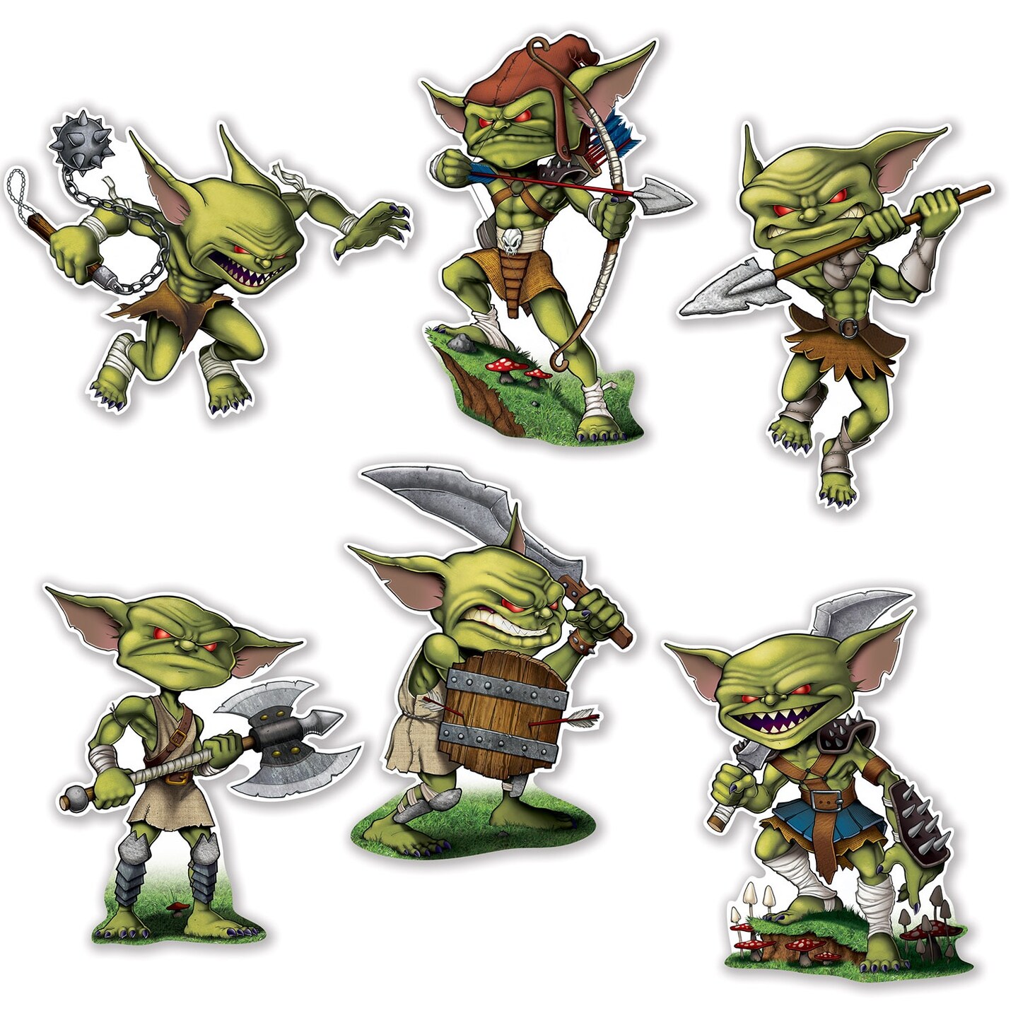 Beistle Club Pack of 72 Green and Brown Magical Goblin Cut Outs 14&#x201D;