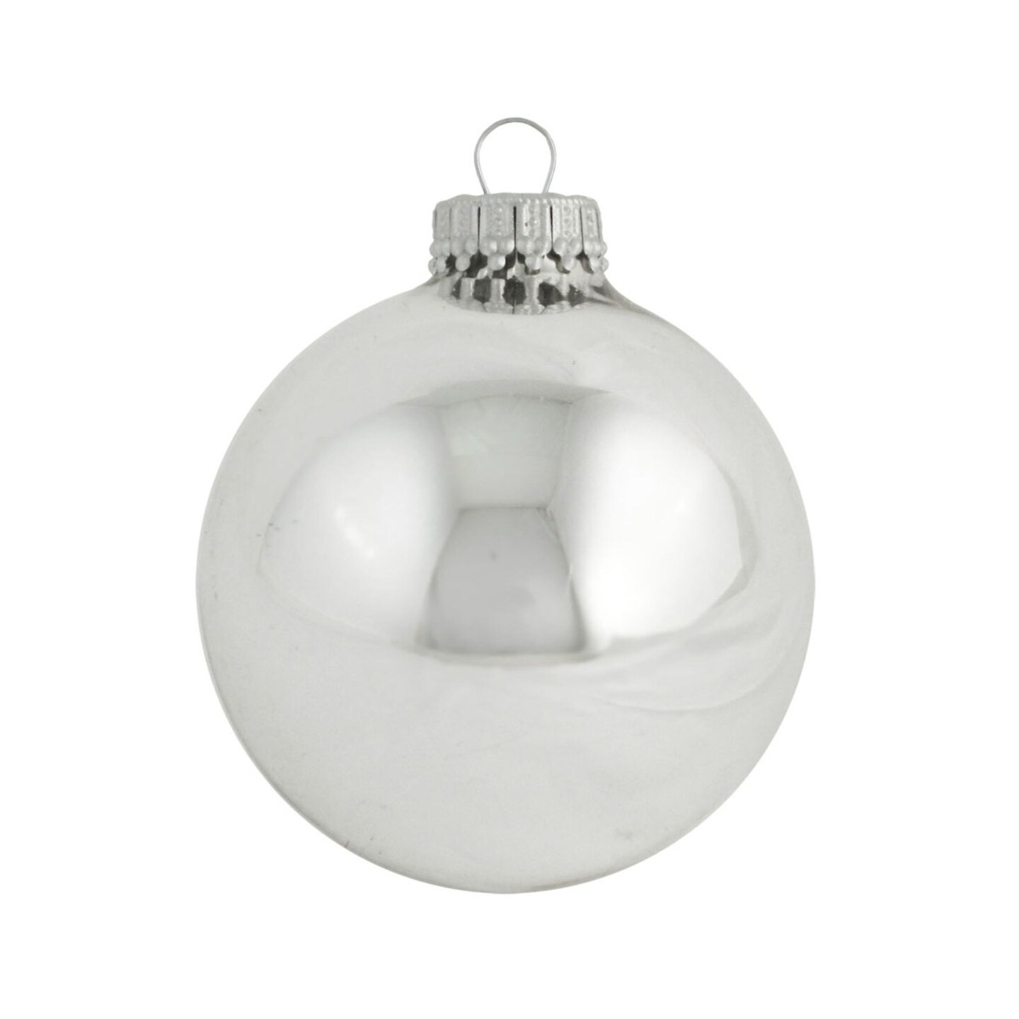 Christmas by Krebs 8ct Bright Silver Shiny Glass Christmas Ball Ornaments 2.5&#x22; (67mm)