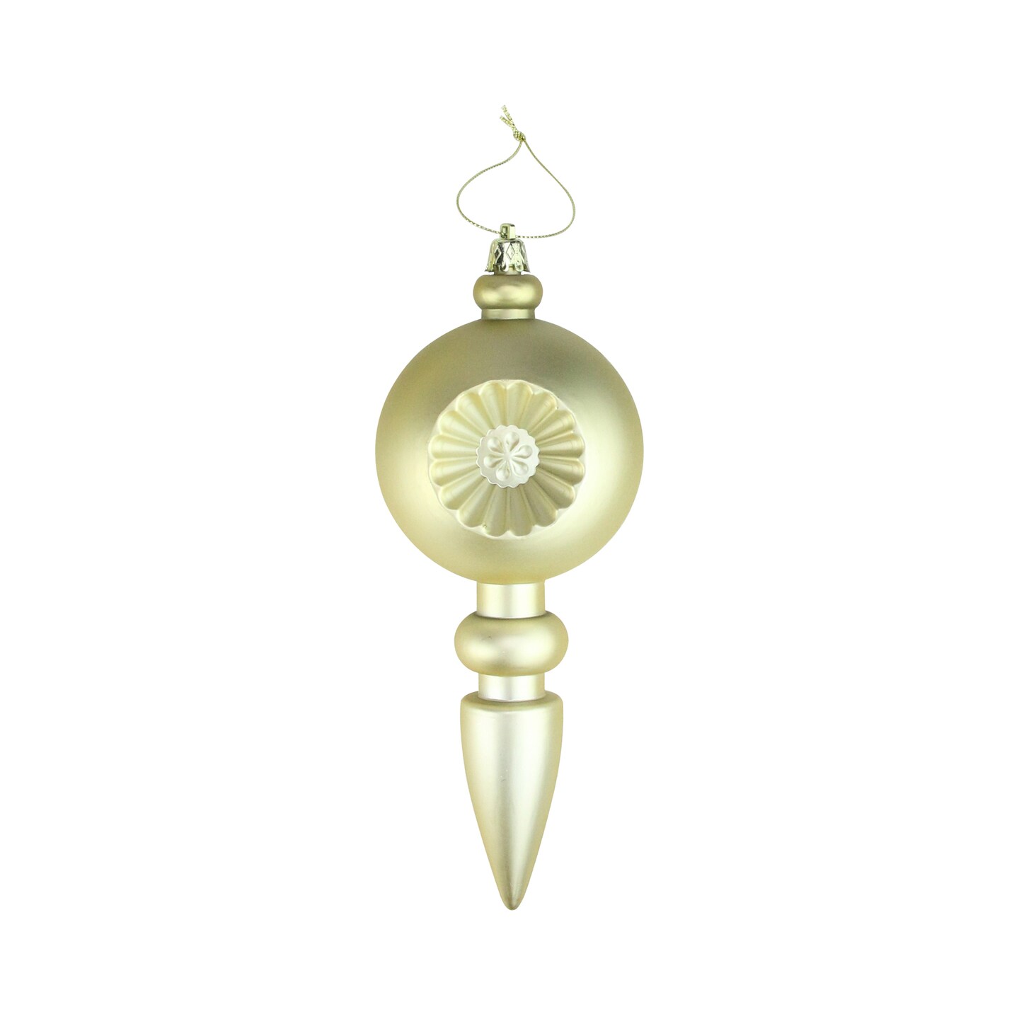 DAK 4ct Matte Gold Retro Reflector Shatterproof Christmas Finial Ornaments 7.5"