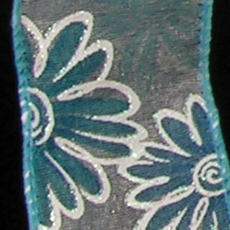 The Ribbon People Blue and White Floral Wired Craft Ribbon 2.5" x 40 Yards