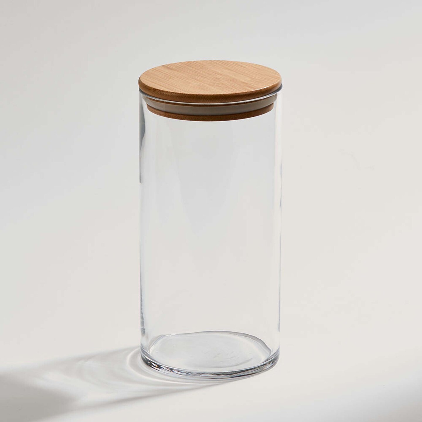 Contemporary Home Living 8" Contemporary Glass Jar with Bamboo Wood Cover