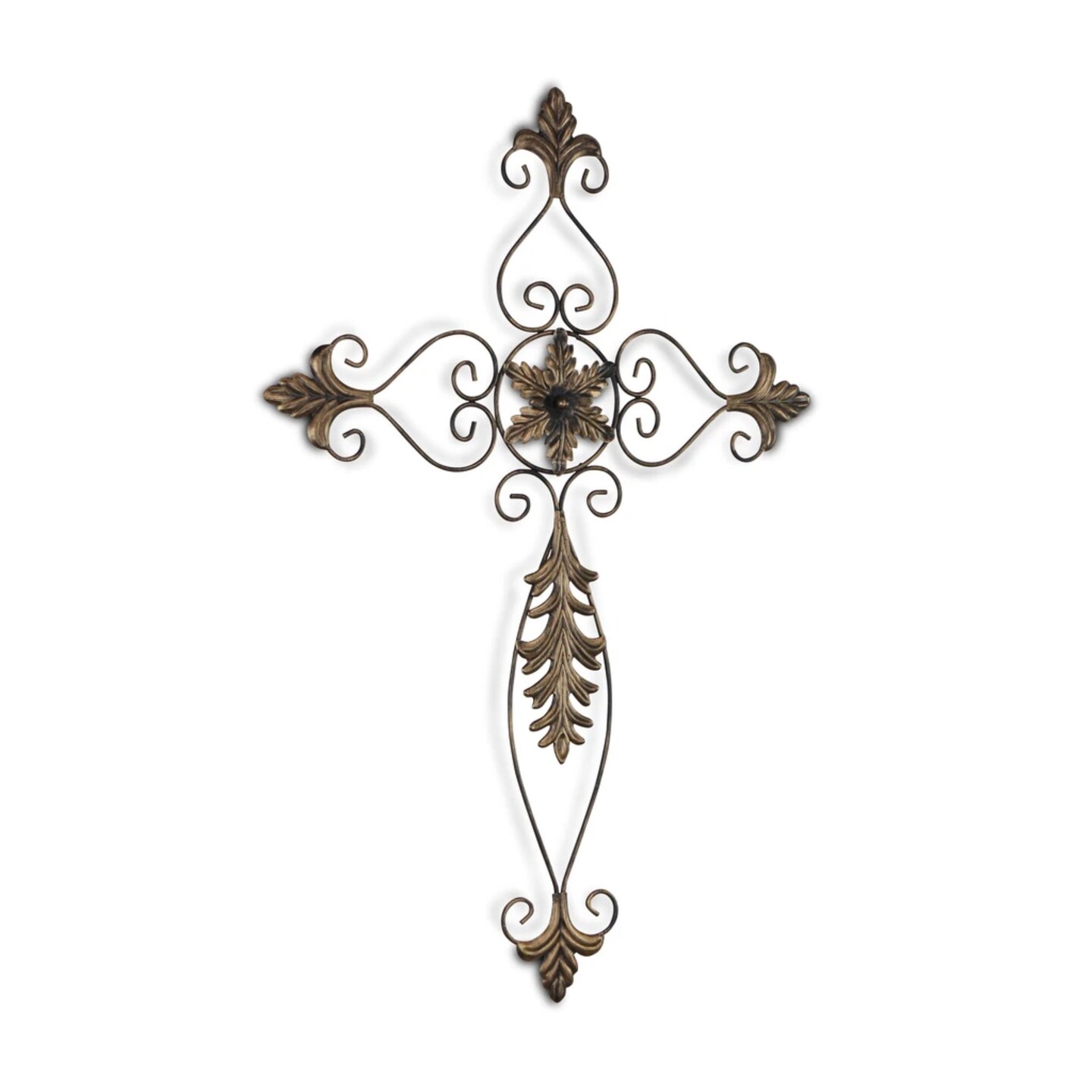 Contemporary Home Living 30" Brown Handcrafted Metal Decorative Wall Cross