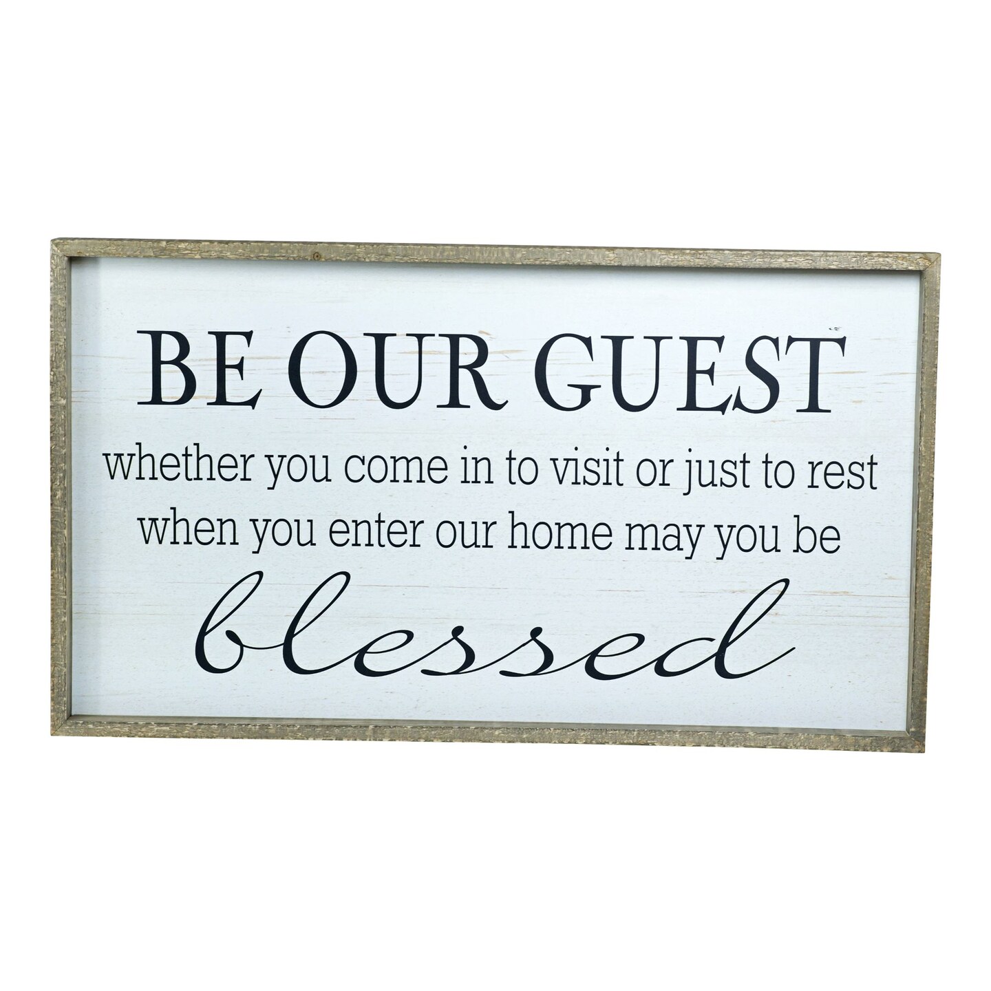Creative Design 32&#x22; Black and Beige Rectangular &#x22;Be our Guest&#x22; Wall Sign
