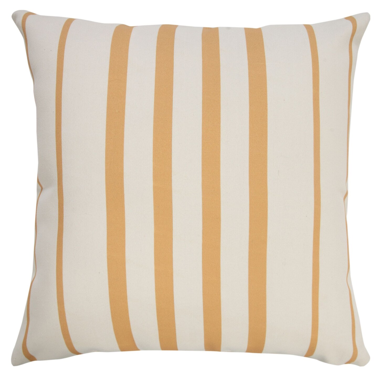 Laddha Home Designs 20&#x22; Yellow and White Striped Pattern Outdoor Square Throw Pillow
