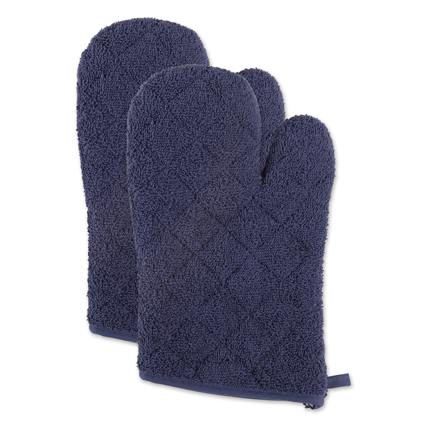 Contemporary Home Living Quilted Terry Cotton Oven Mitts - 13&#x22; - French Blue - Set of 2