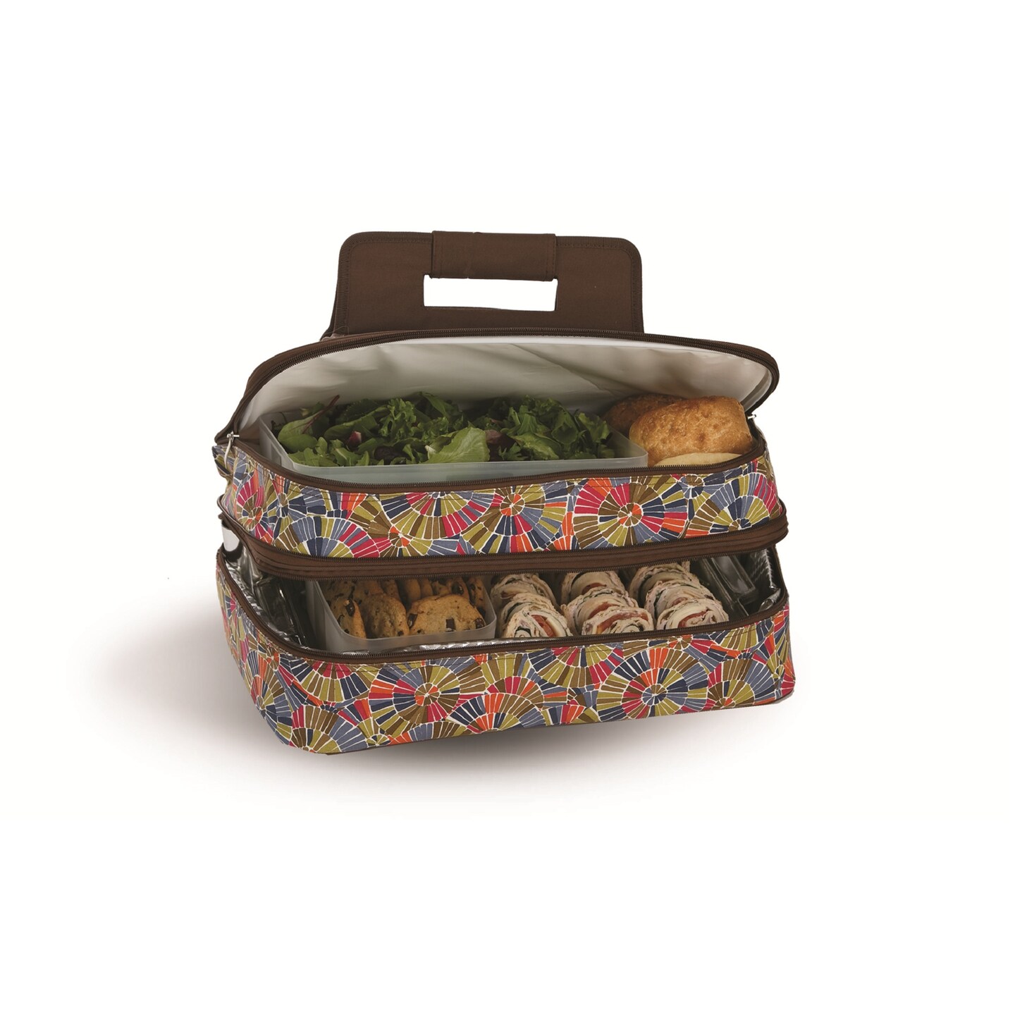Picnic Plus 18&#x201D; Brown Kaleidoscope Design Insulated Casserole Carrier