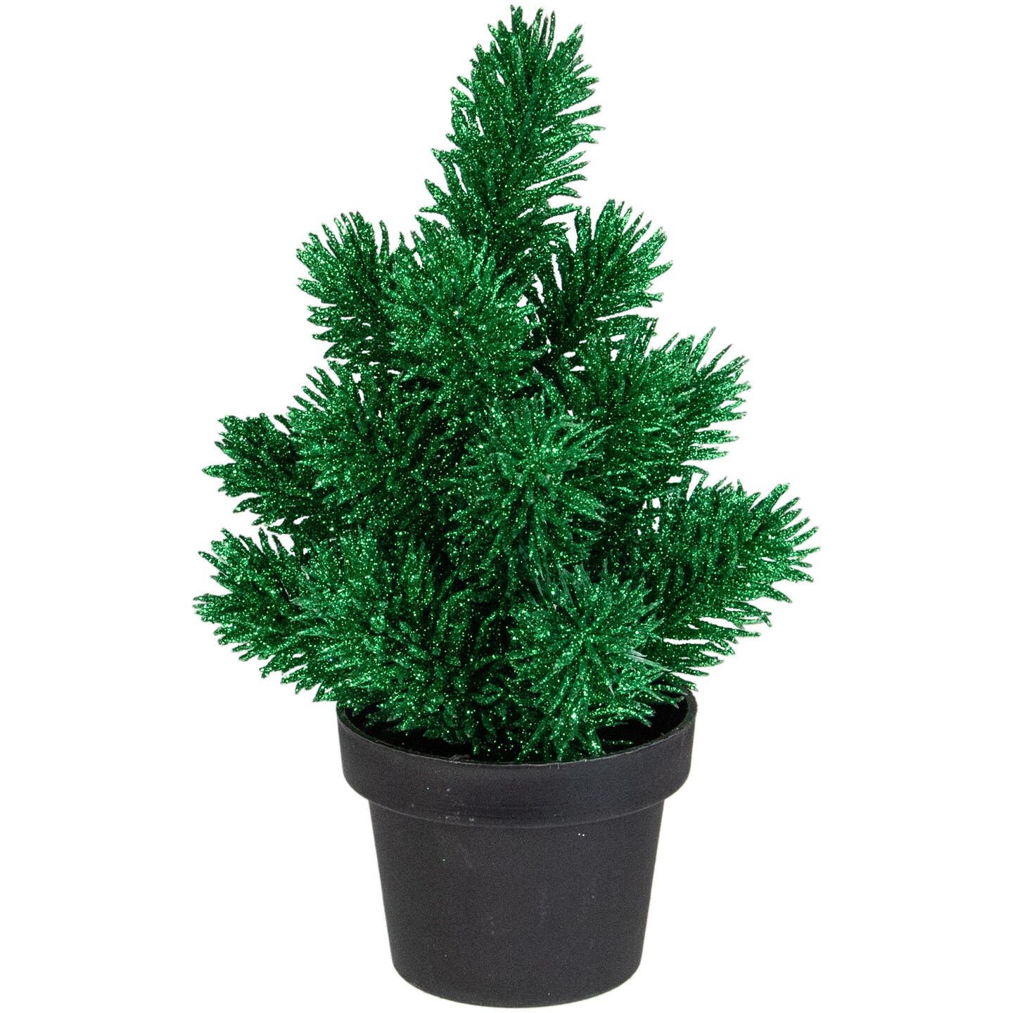 Northlight Potted Glittered Artificial Pine Christmas Tree - 8.5&#x22; - Green - Unlit