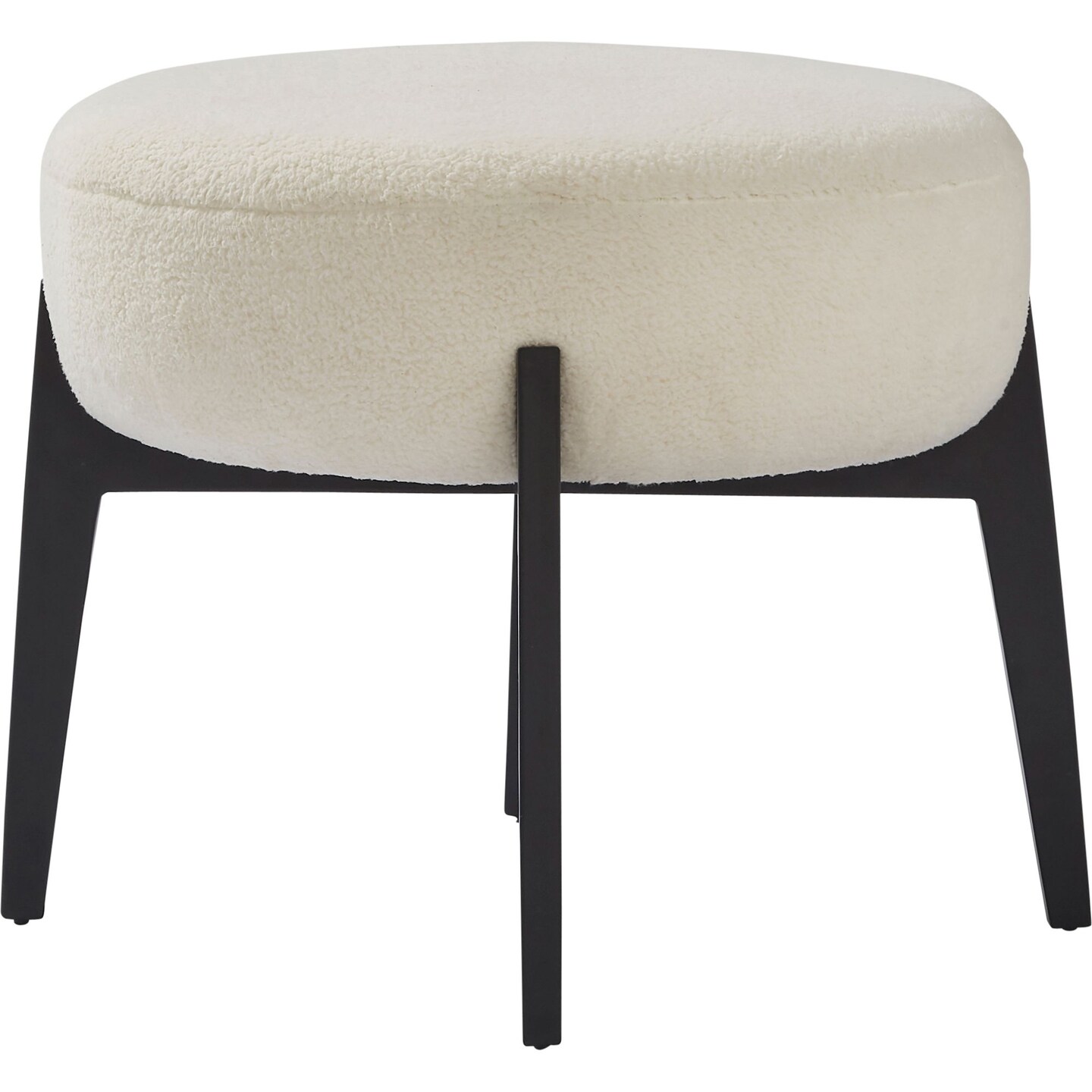 Signature Home Collection 20&#x22; White and Black Powder Coated Round Stool