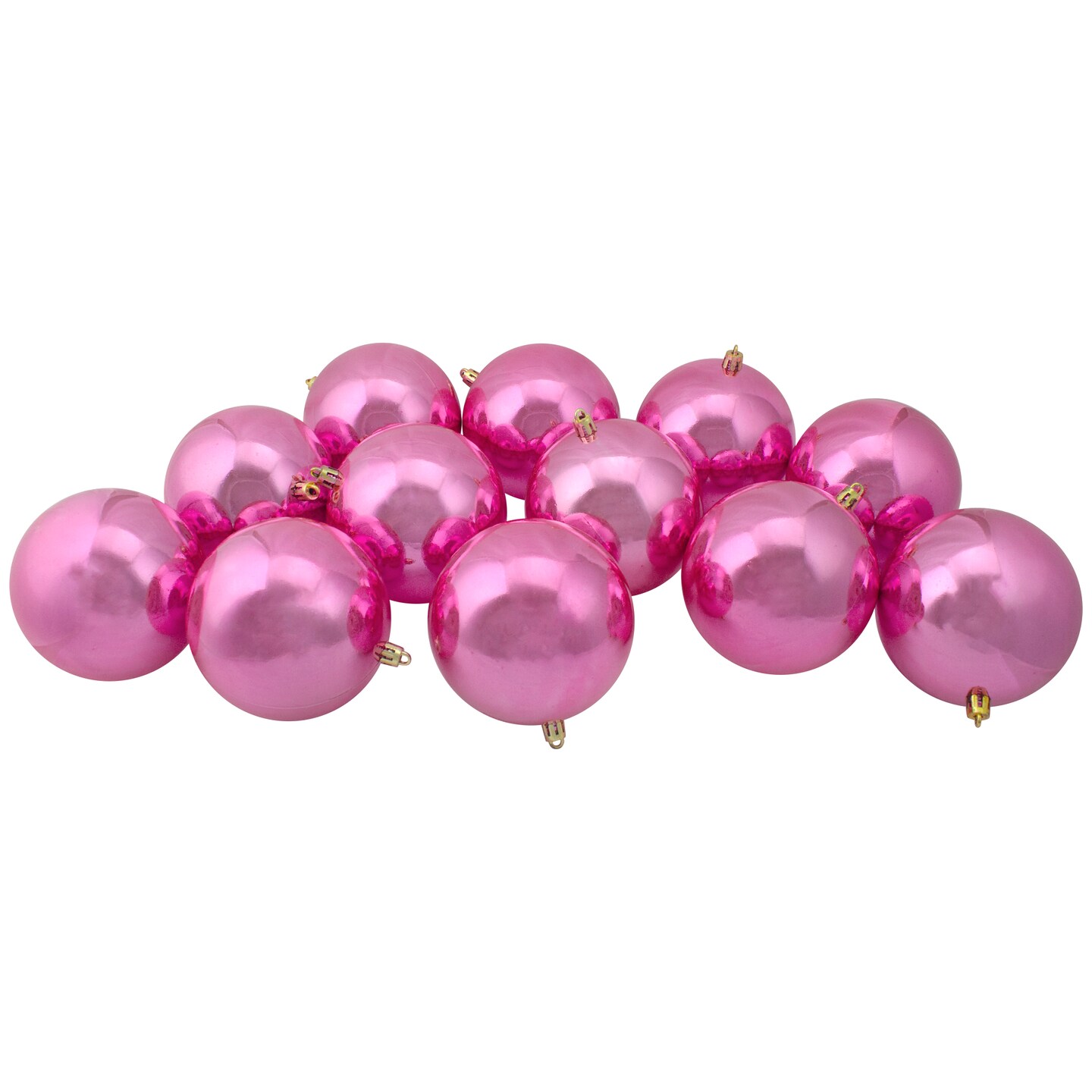 Northlight 12ct Bubblegum Pink Shatterproof Shiny Christmas Ball Ornaments 4" (100mm)
