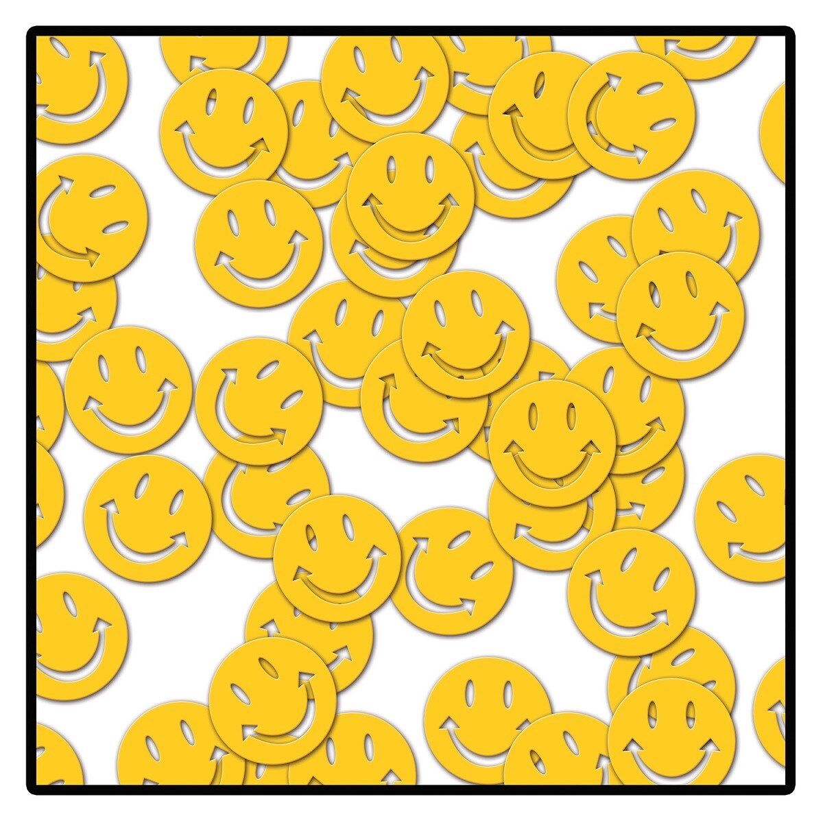 Party Central Club Pack of 12 Yellow 60's Smiley Face Coneftti Bags 1 oz.