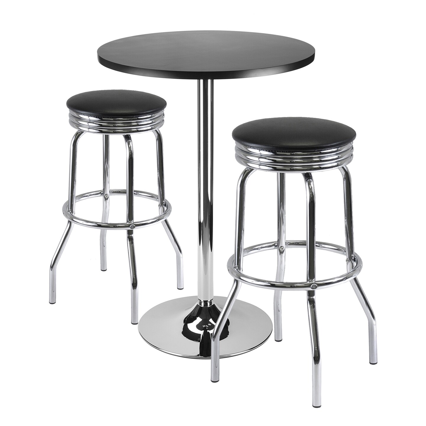 Contemporary Home Living 3-Piece Black and Silver Contemporary Bar Table Set