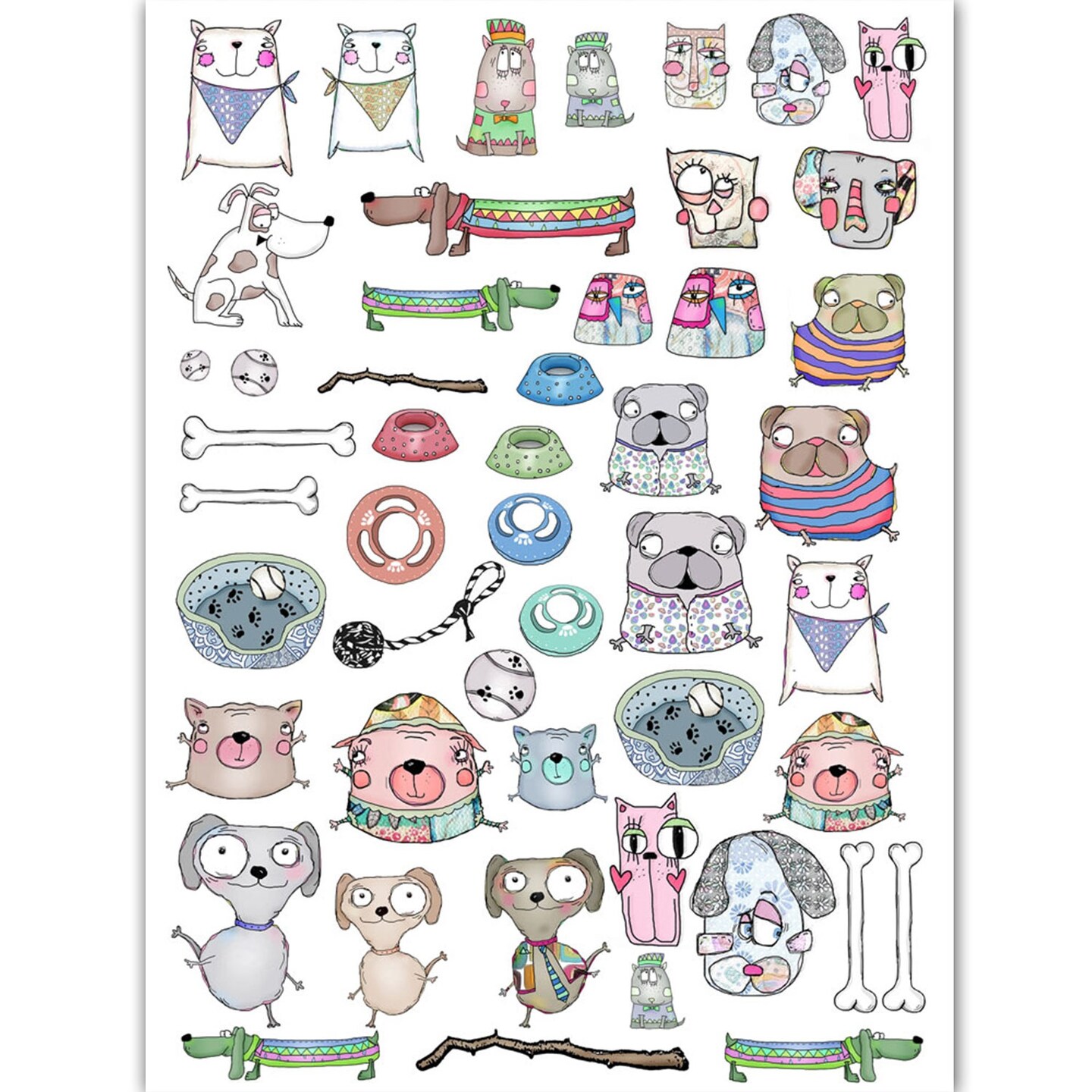 Dress My Craft Transfer Me Sheet A4-Pushy Dogs