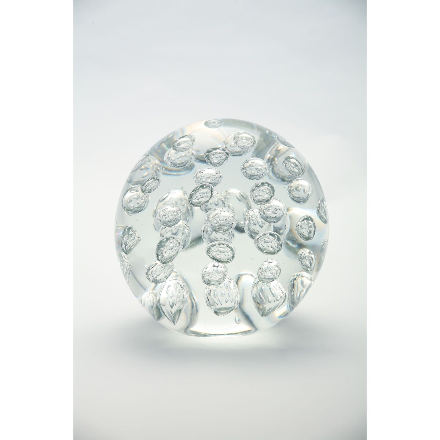 CC Home Furnishings 5.5" Clear Round Bubbled Hand Blown Glass Paperweight