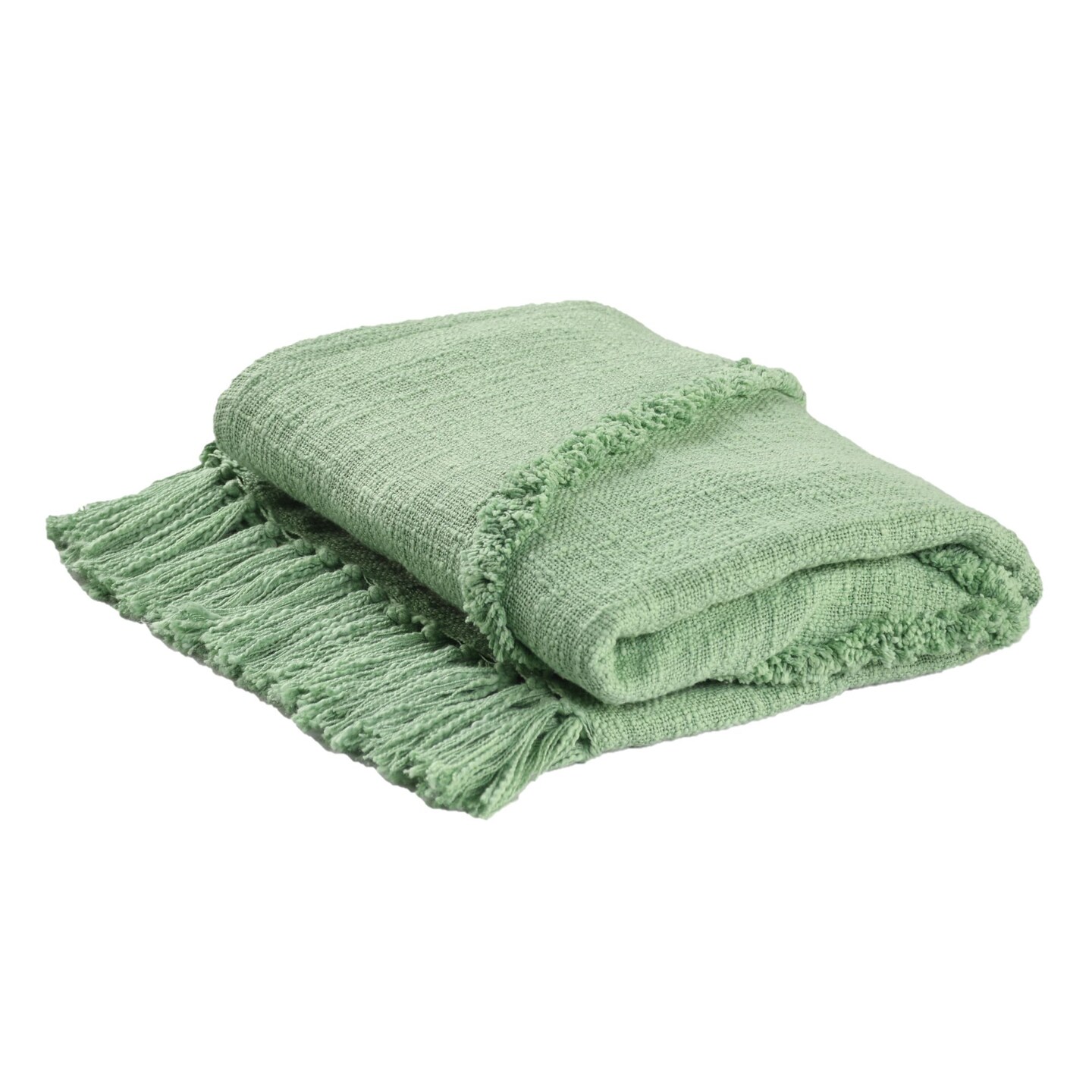 Laddha Home Designs Solid Green Diamond Tufted Throw Blanket with Fringes 50&#x22; x 60&#x22;