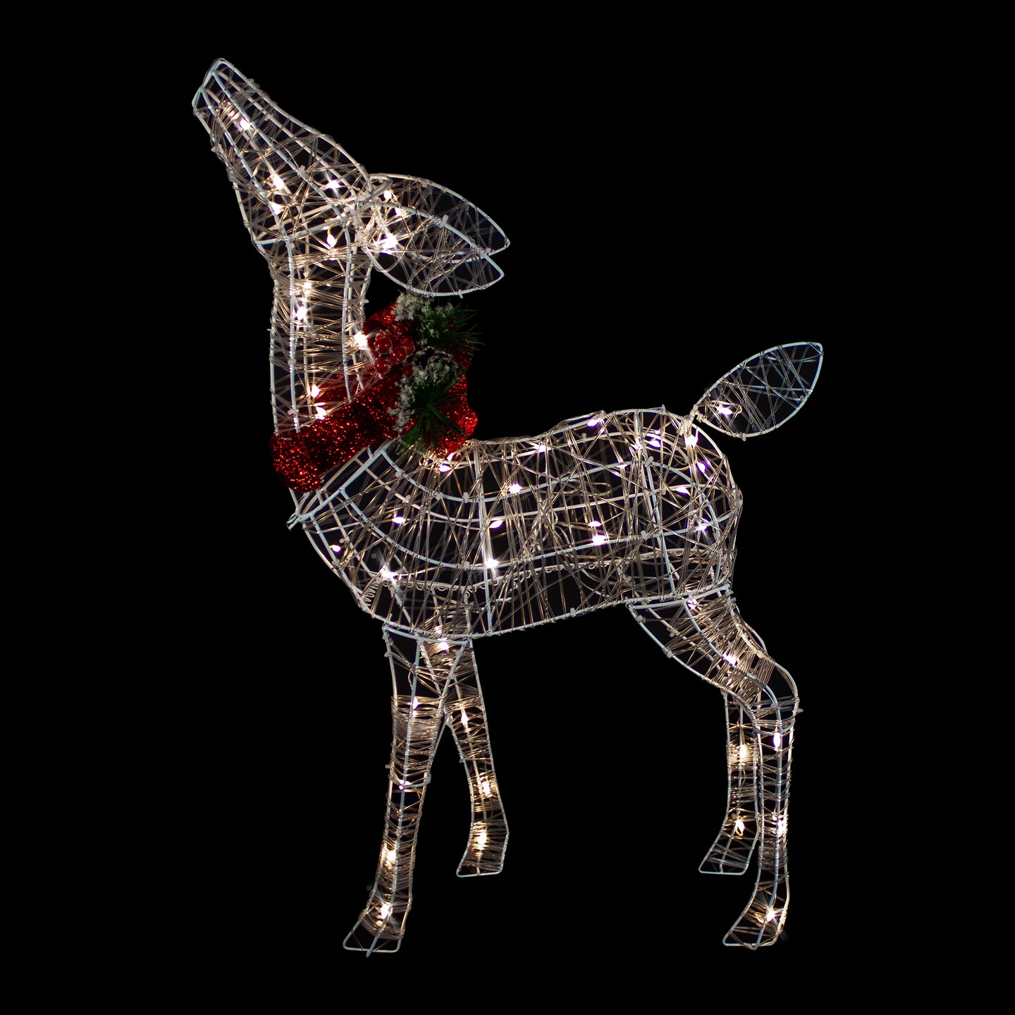Northlight 35&#x22; LED Lighted Standing Reindeer with Bow Outdoor Christmas Decoration