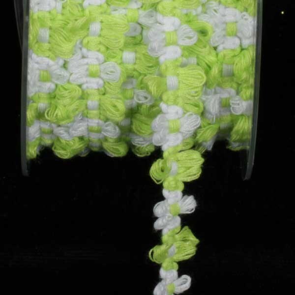 The Ribbon People Green Shimmer and White Rococo Craft Trim .625" x 88 Yards