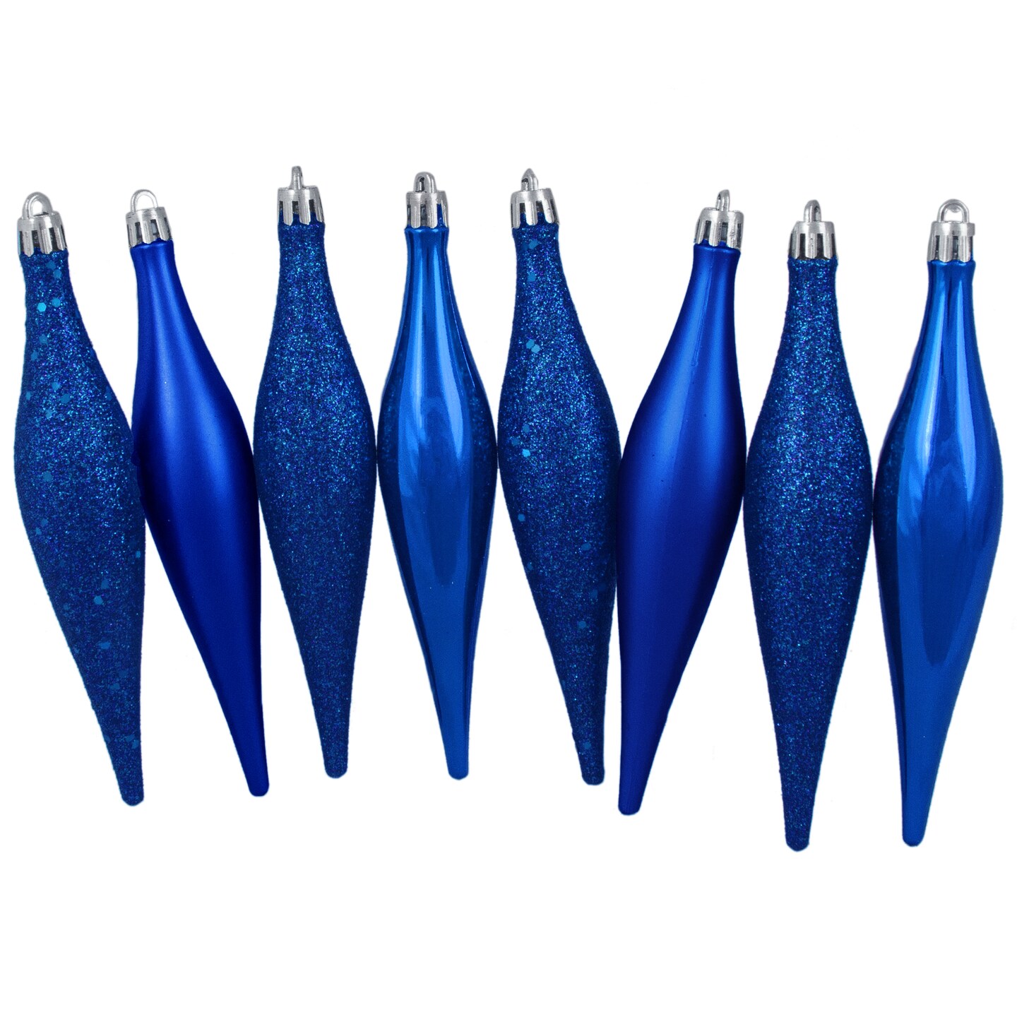 Northlight 8ct Royal Blue Shatterproof 4-Finish Finial Drop Christmas ...