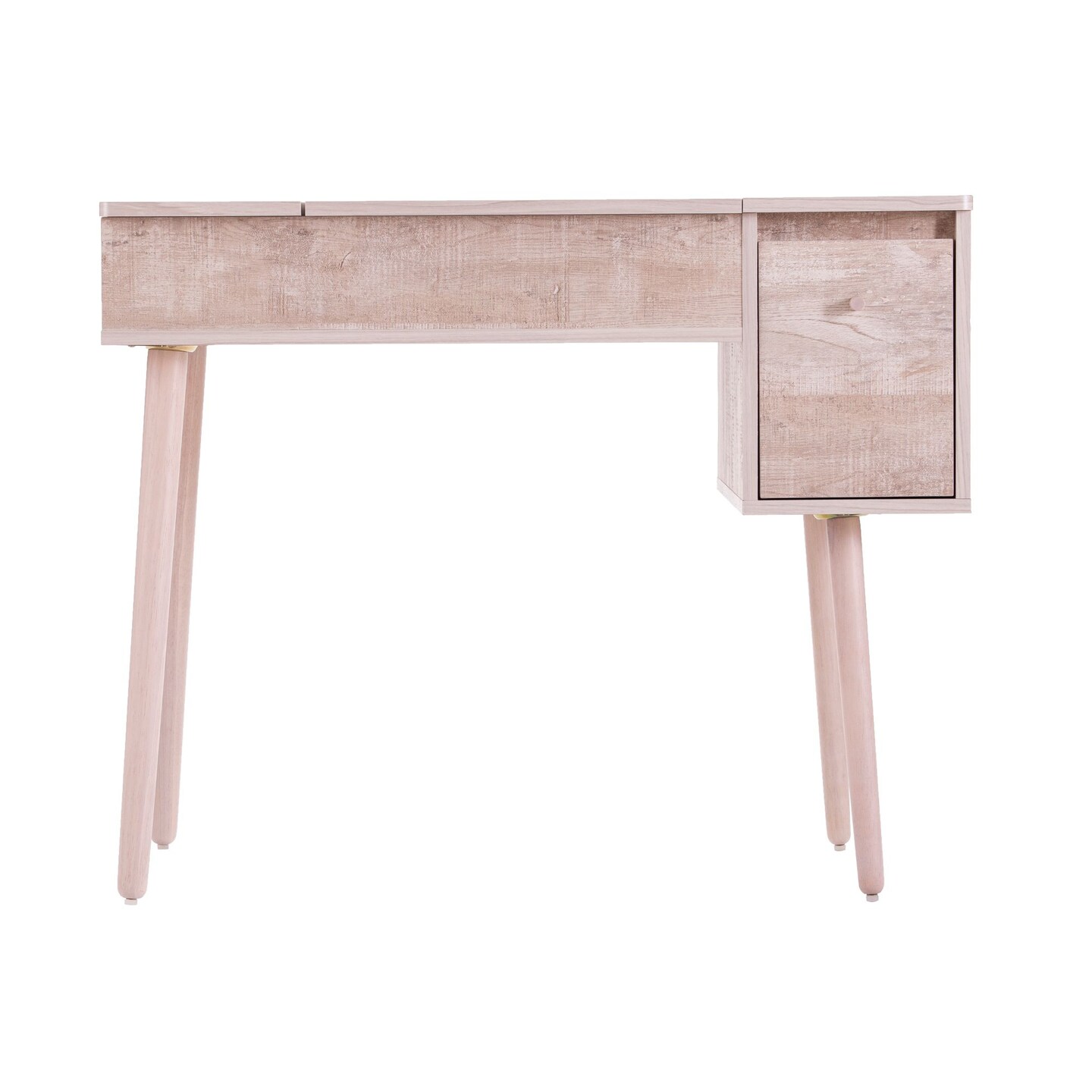 Southern Enterprises 35.75&#x22; Gray and White Rectangular Storage Vanity Table with Mirror
