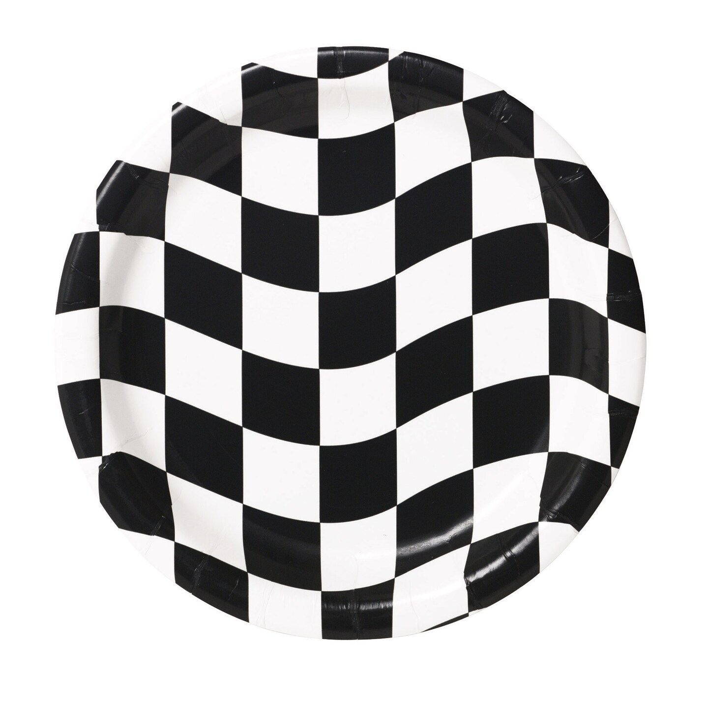 Party Central Club Pack of 96 Black and White Checkered Disposable Paper Party Dinner Plates 9&#x22;