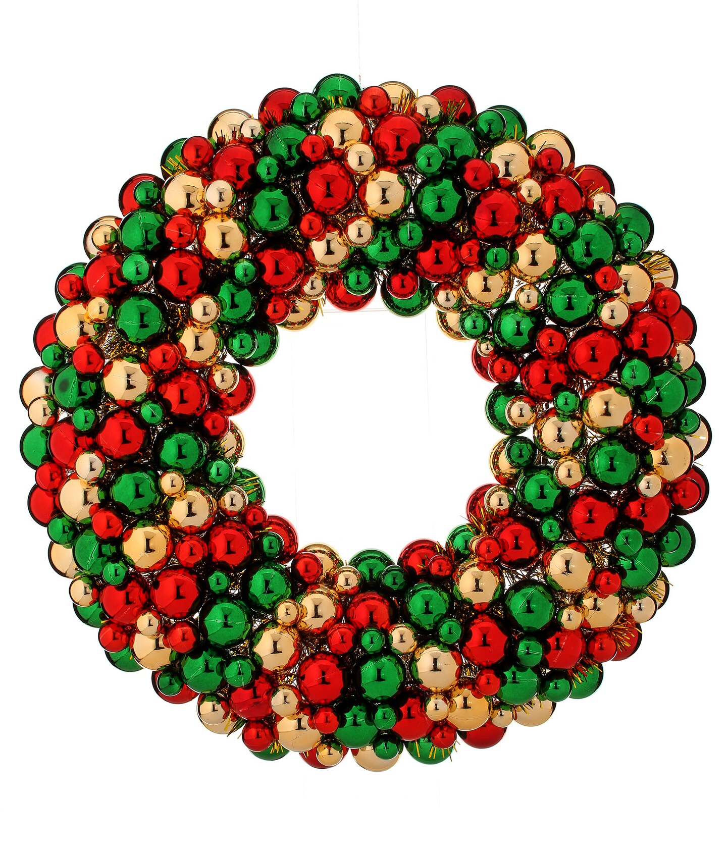 Contemporary Home Living Deluxe Mixed Ball Christmas Wreath, 24-Inch, Unlit