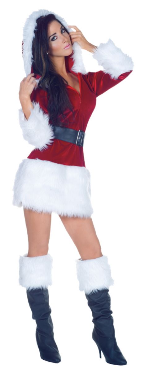 The Costume Center Red and White All Wrapped Up Zipper Front Mini Dress Adult Women&#x27;s Christmas Costume - Large