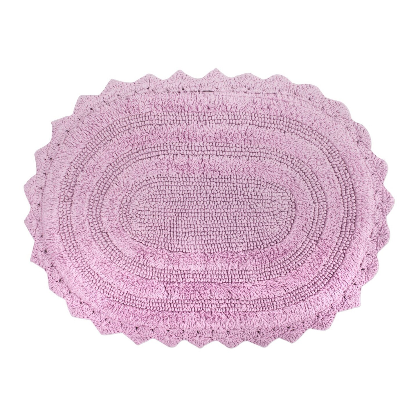 Contemporary Home Living 17&#x22; x 24&#x22; Pink Small Oval Home and Bathroom Essentials Cotton Bath Mat
