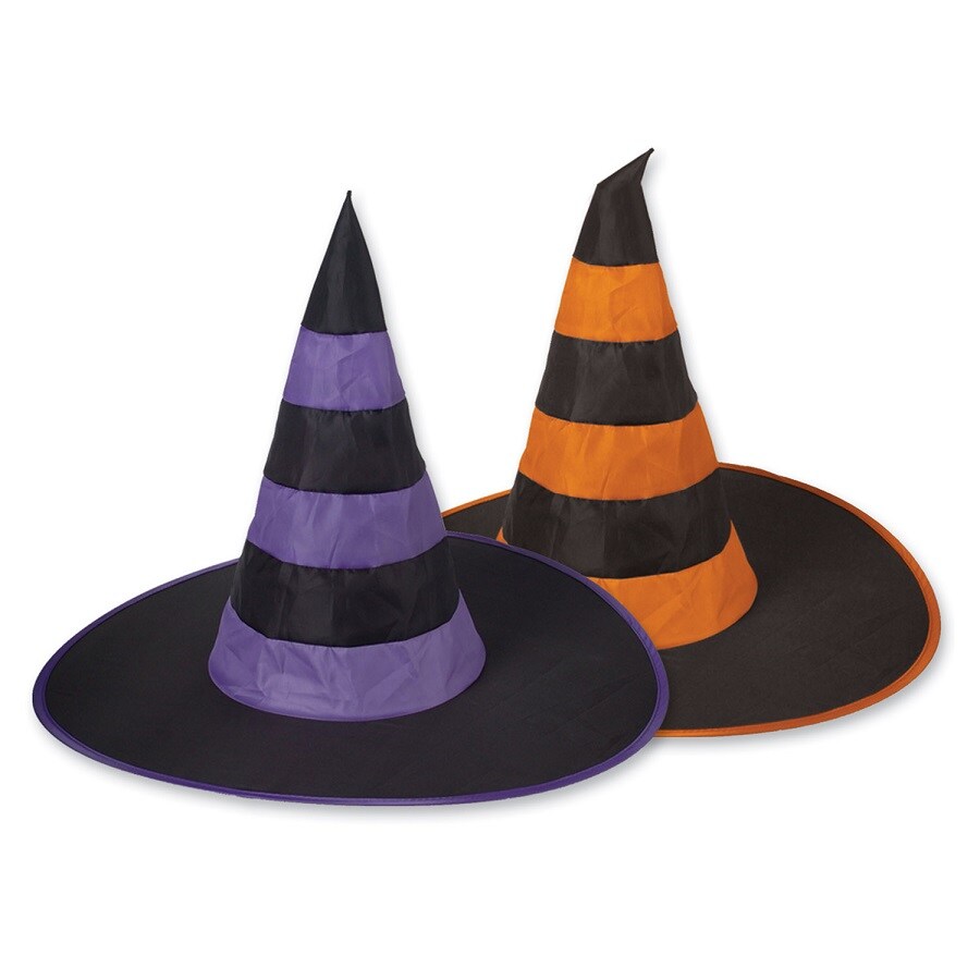 Beistle Club Pack of 12 Assorted Colors Halloween Nylon Witch Hats