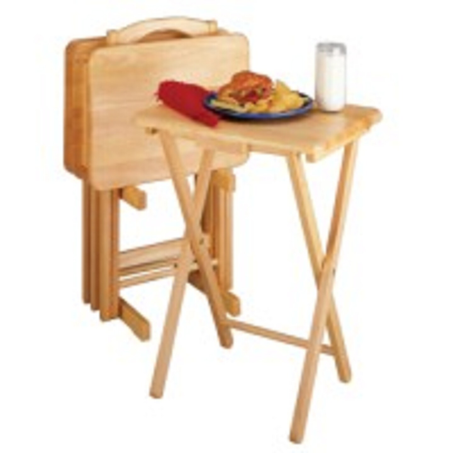 Contemporary Home Living Set of 5 Beige Folding Snack Table &#x2013; 25.75&#x201D;