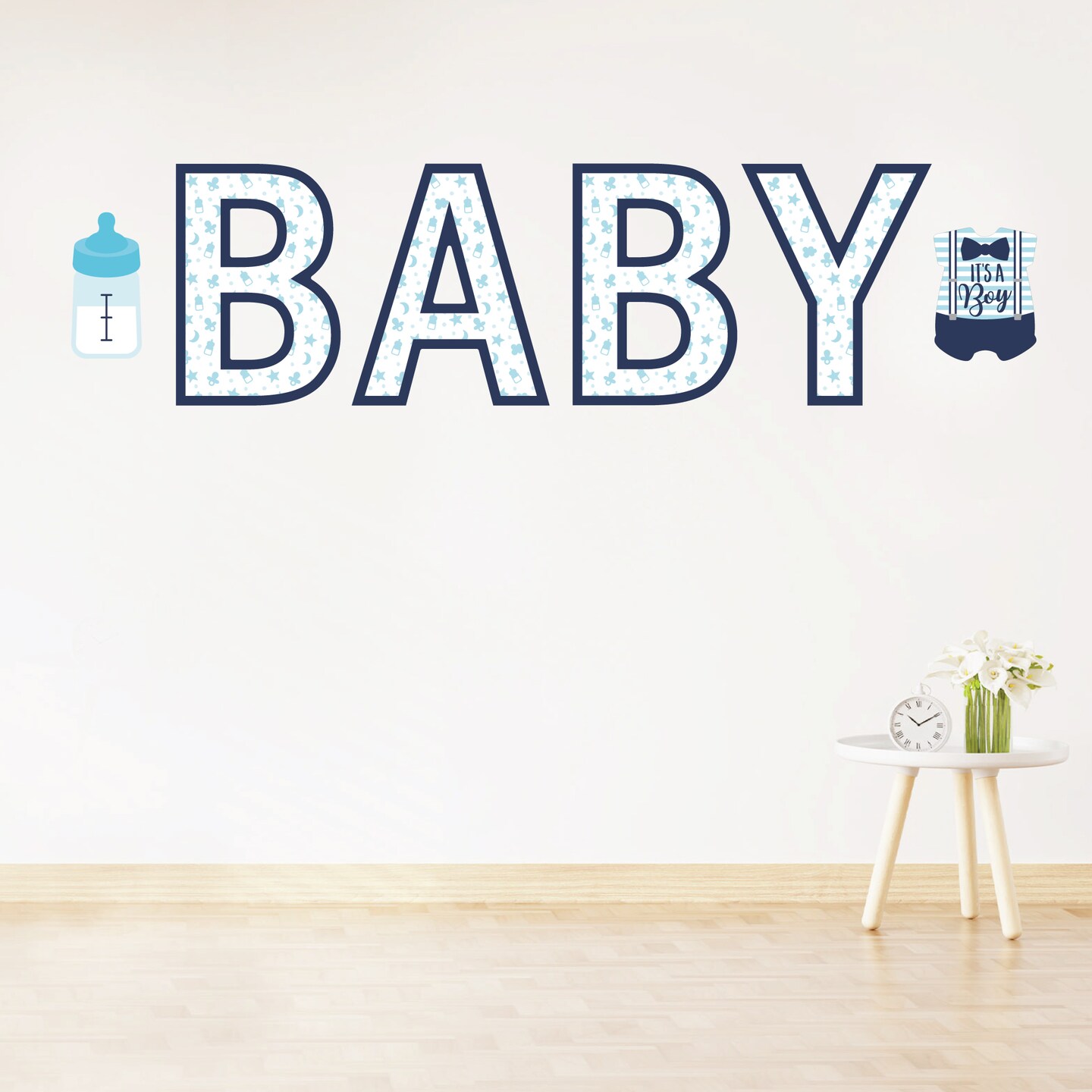 Big Dot of Happiness It&#x27;s a Boy - Peel and Stick Blue Baby Shower Standard Banner Wall Decals - Baby