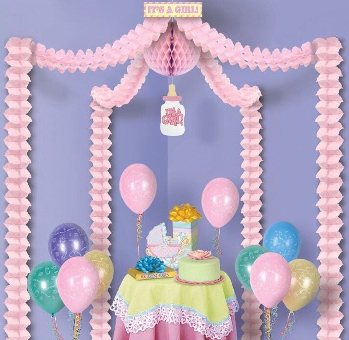 Party Central Pack of 6 Pink Baby Shower Canopy Decorating Party Kit 20' x 20'