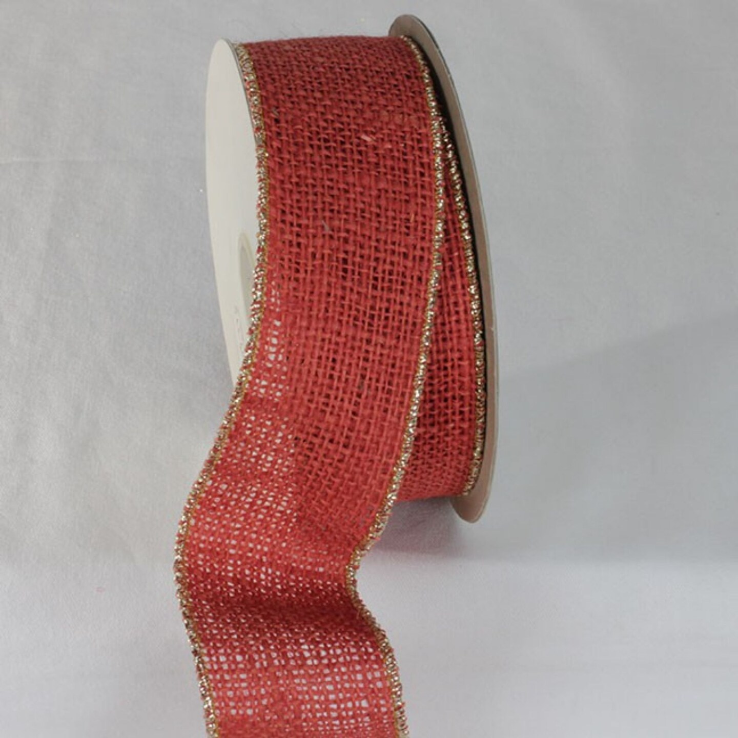 The Ribbon People Wired Edge Burlap Ribbon - Red/Gold - 2&#x22; x 11 Yards