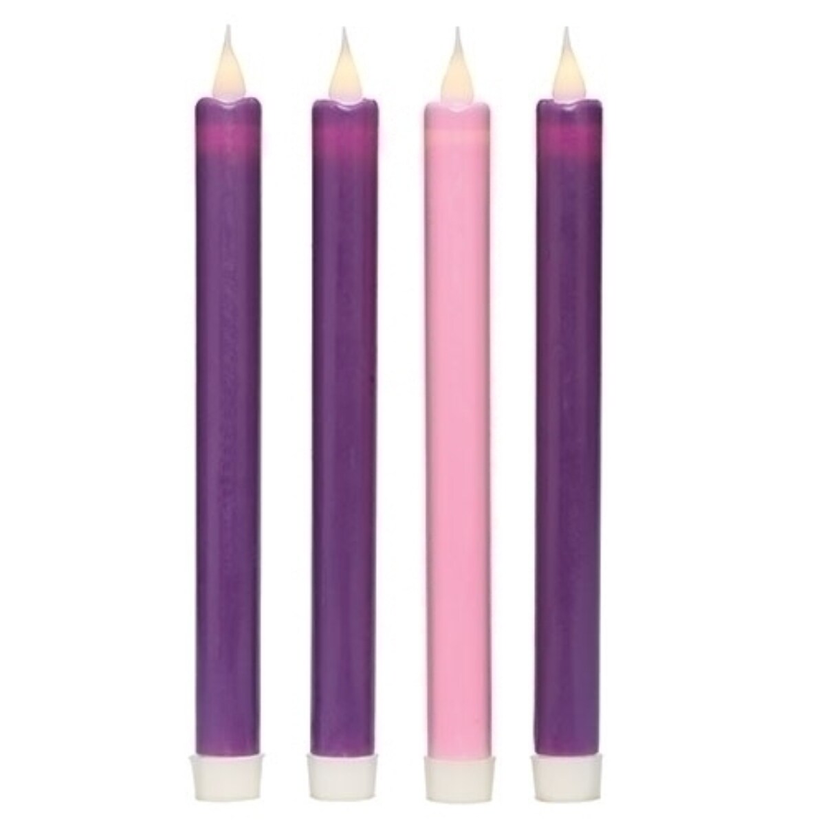 Roman Set of 4 LED Lighted Christmas Advent Taper Candles 12.75"