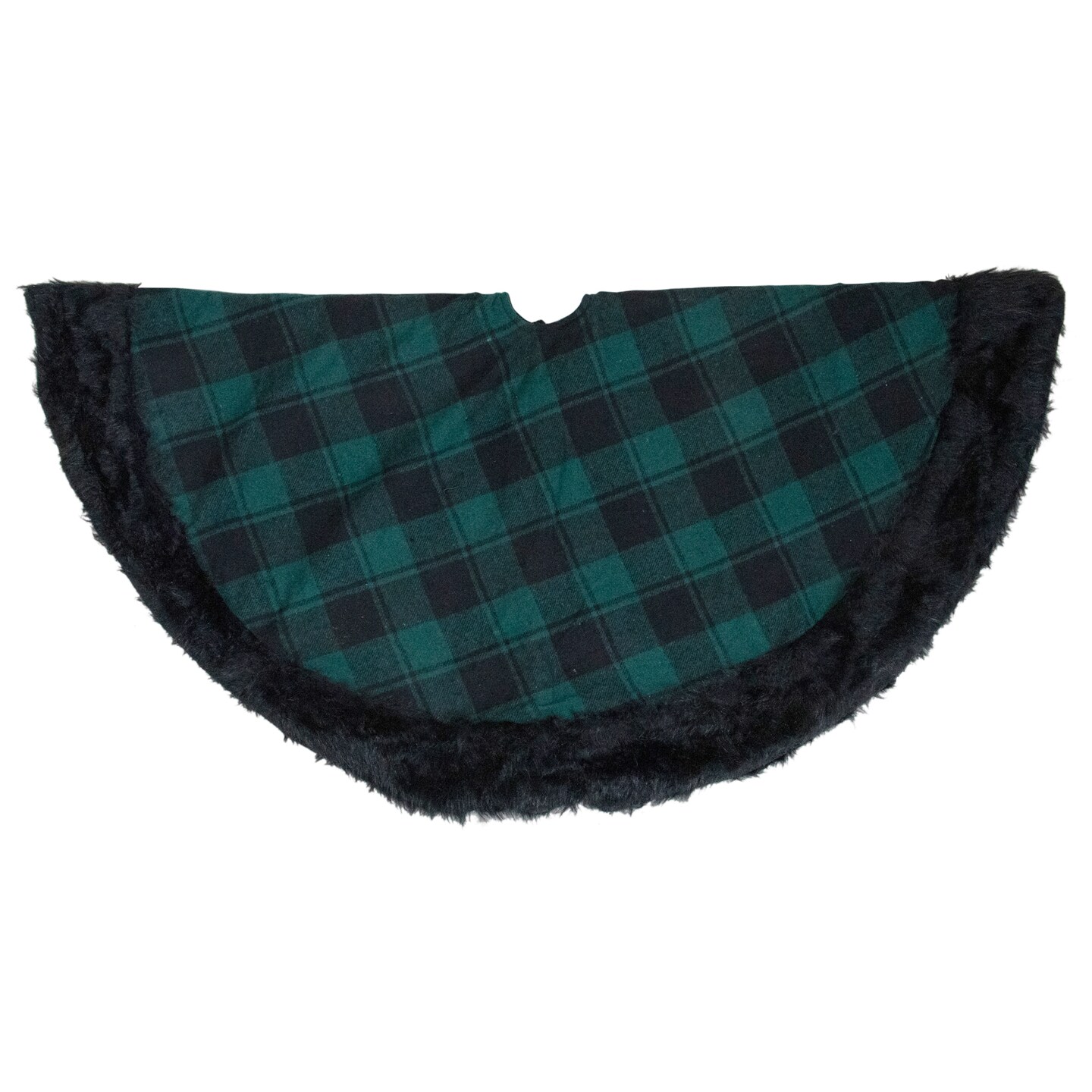 Northlight 48" Green and Black Plaid Christmas Tree Skirt with Faux Fur Michaels