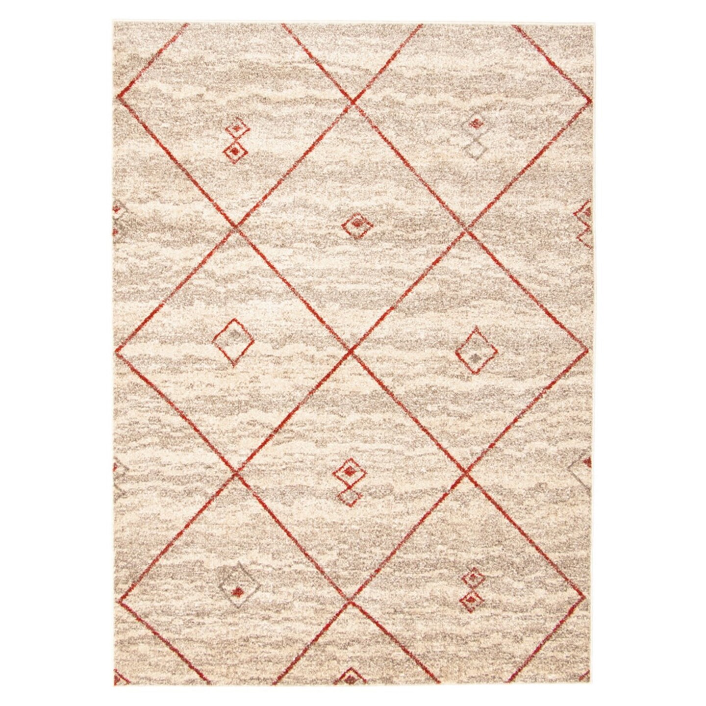 Chaudhary Living 7.75&#x27; x 10&#x27; Geometric Rectangular Area Throw Rug - Red and Off White