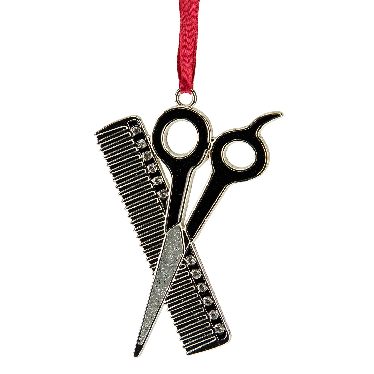 Northlight 3&#x22; Silver-Plated Scissors and Comb Christmas Ornament